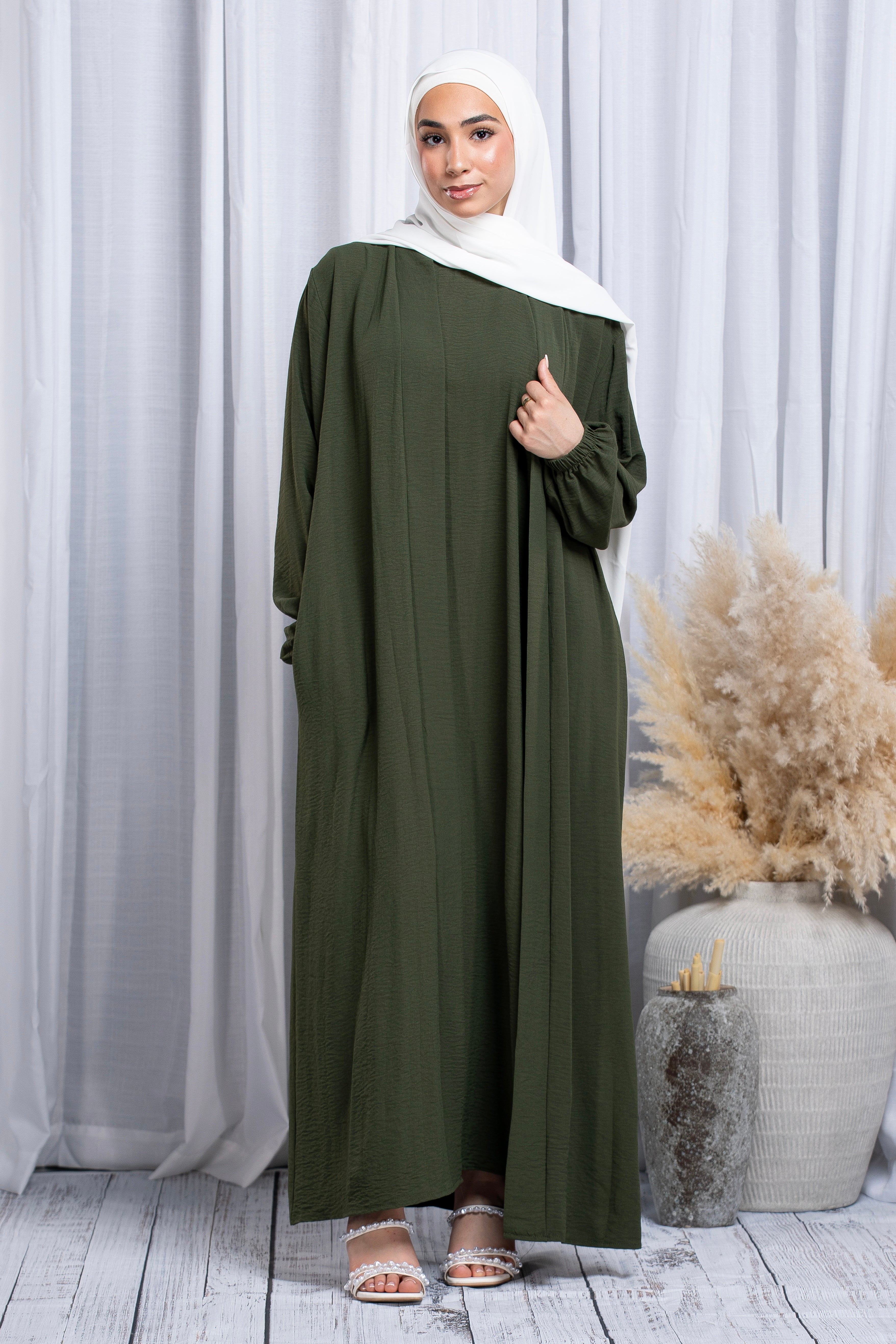 Liyana Open Abaya Set - Olive
