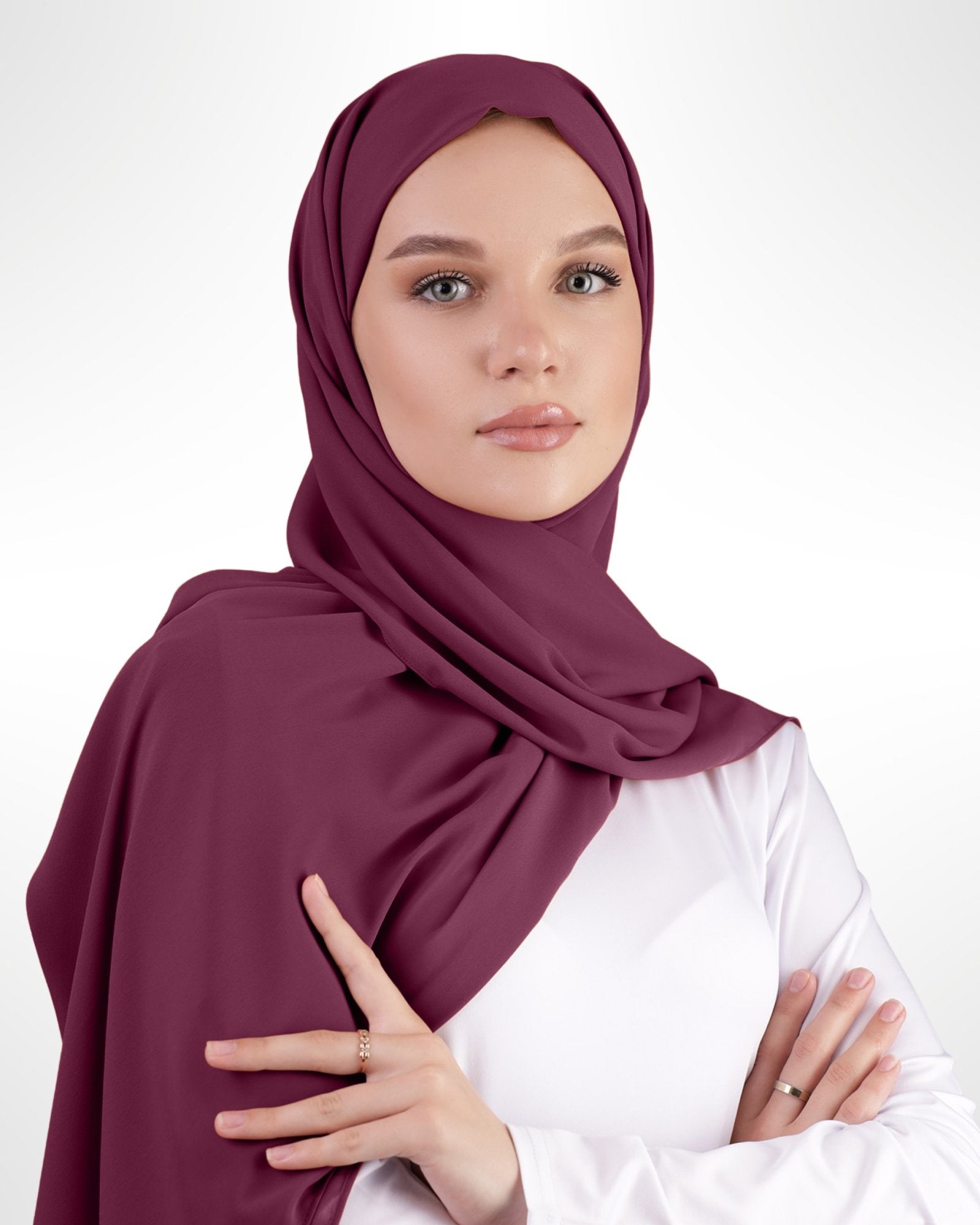 Premium Chiffon Hijab – Burgundy - Modern Abayati