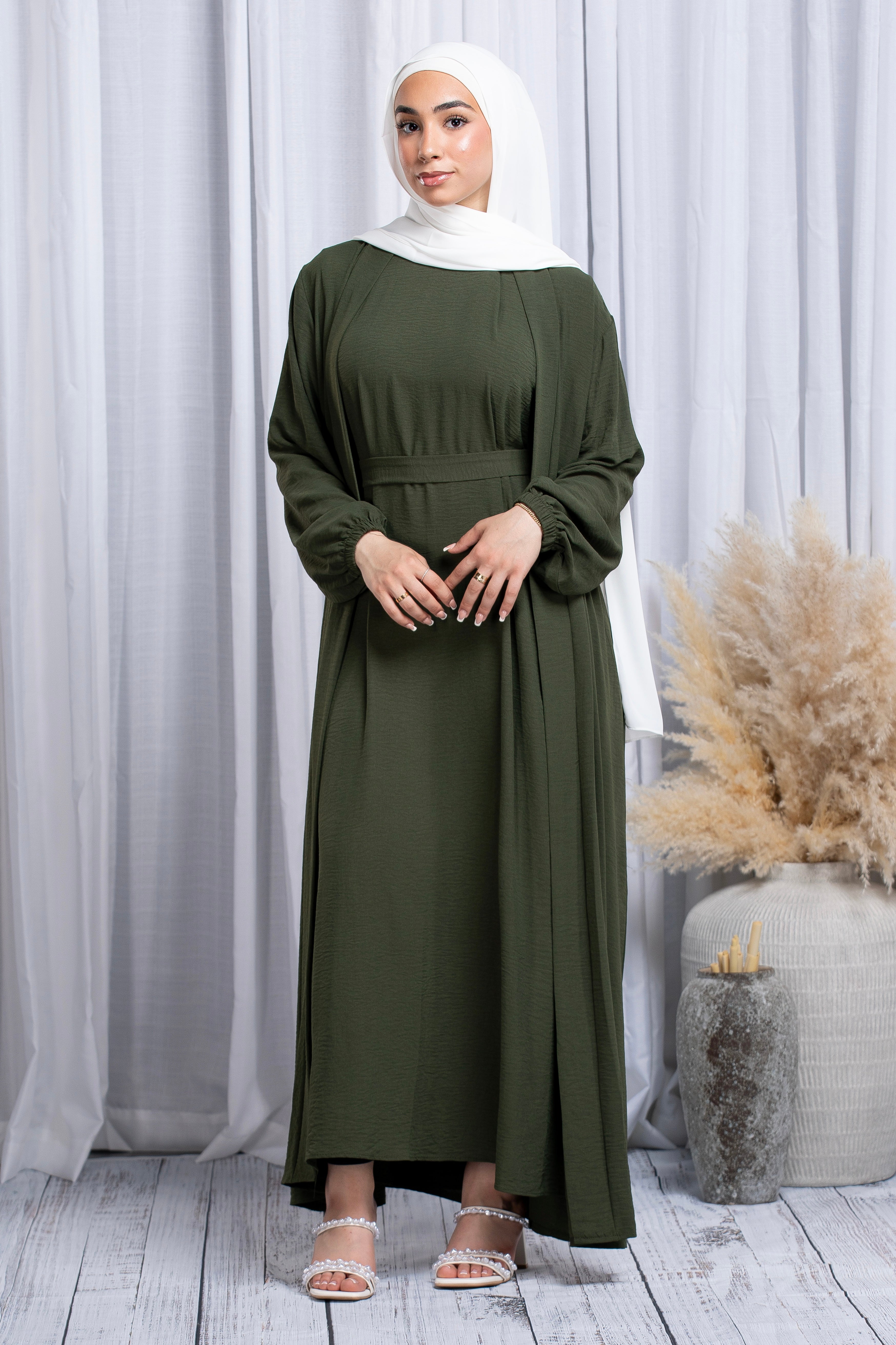 Liyana Open Abaya Set - Olive