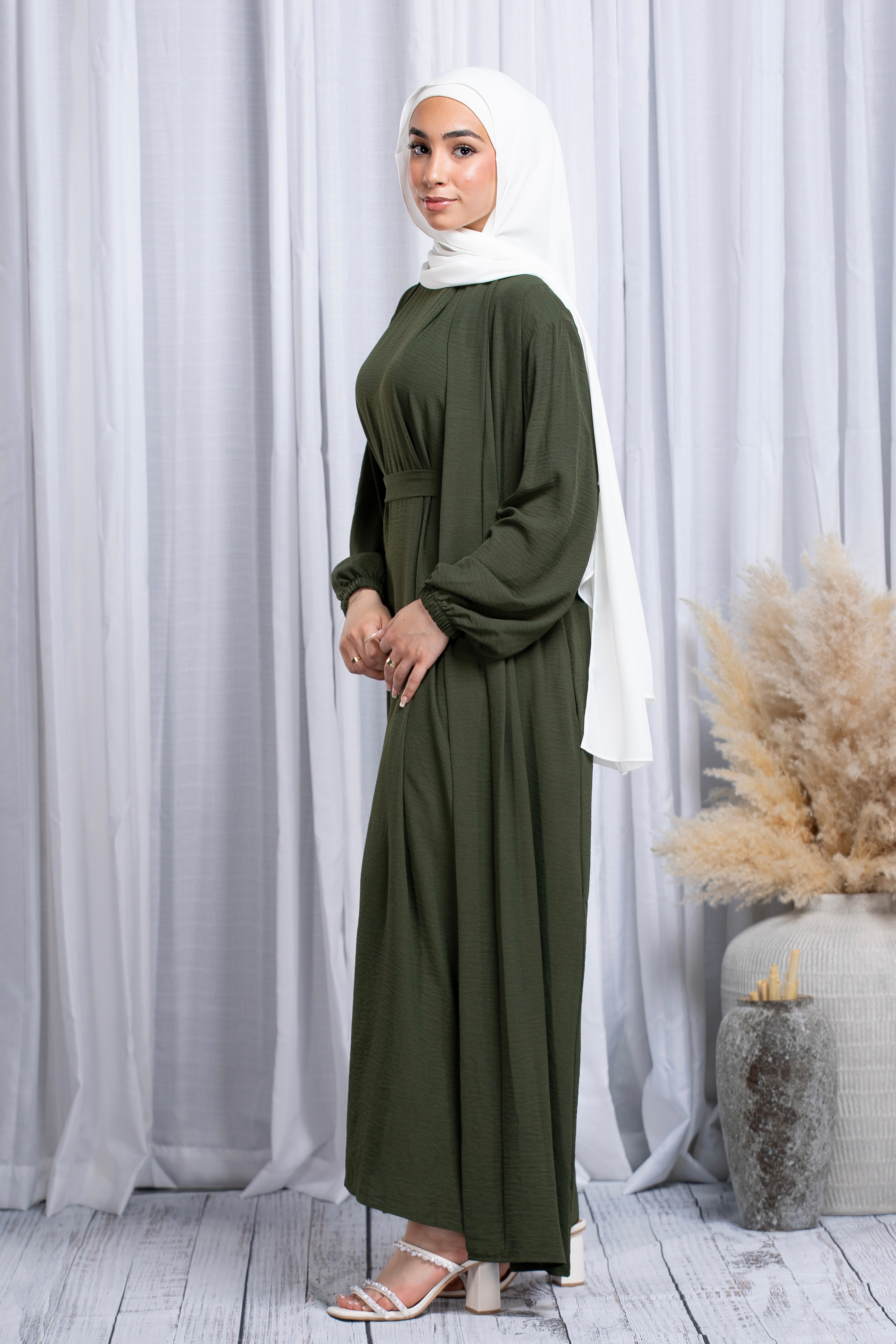 Liyana Open Abaya Set - Olive