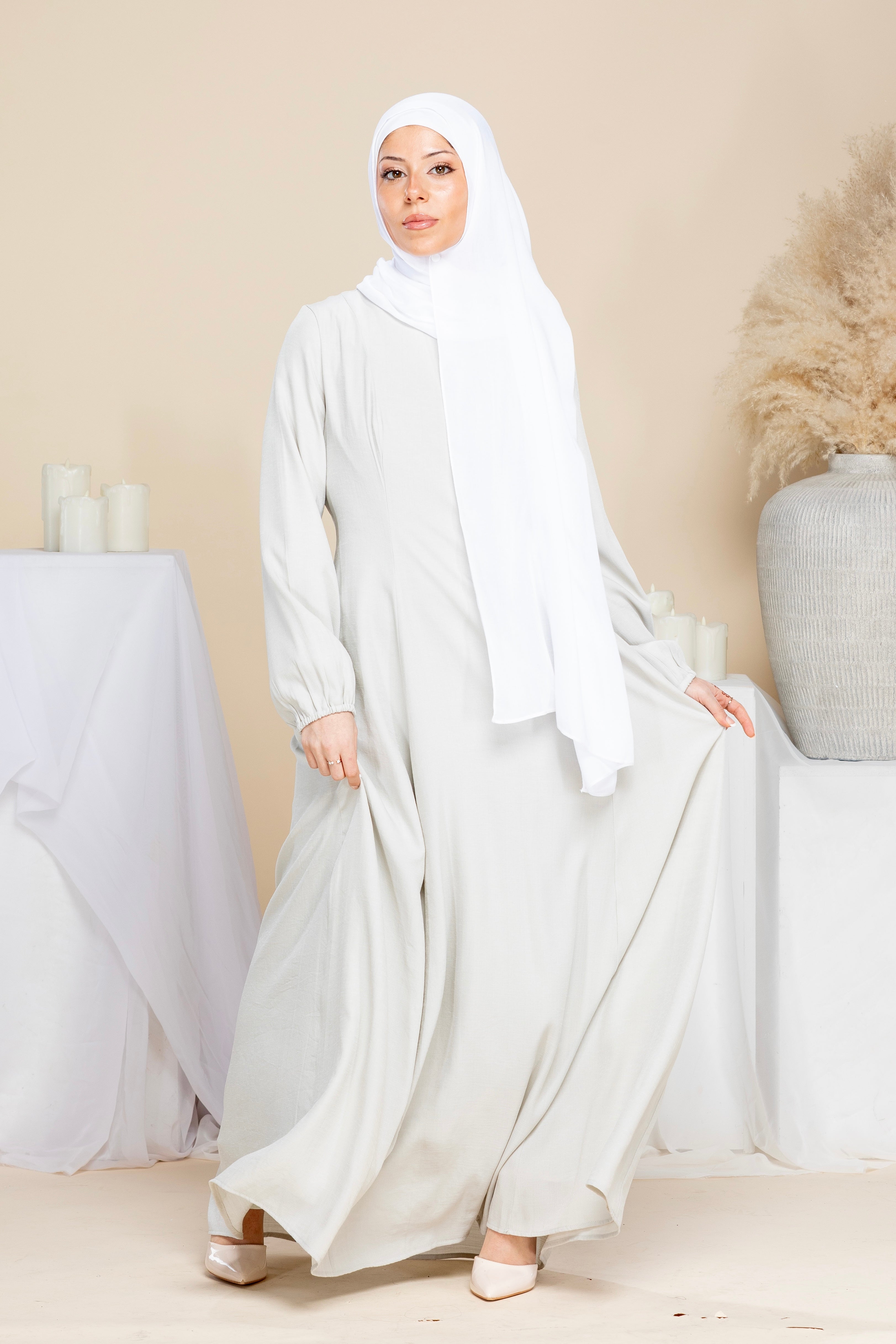 Amira Linen Maxi Dress - Ash Grey
