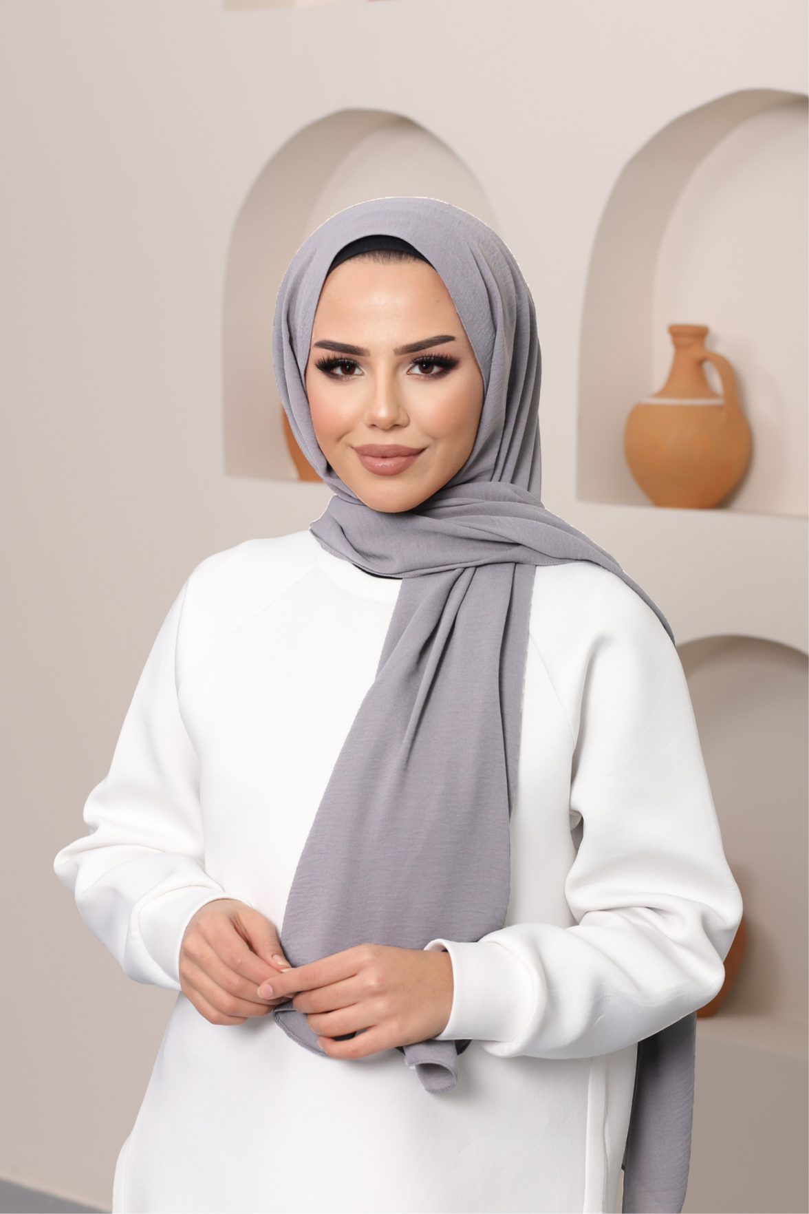 Premium Crinkle Hijab - Cool Grey - Modern Abayati