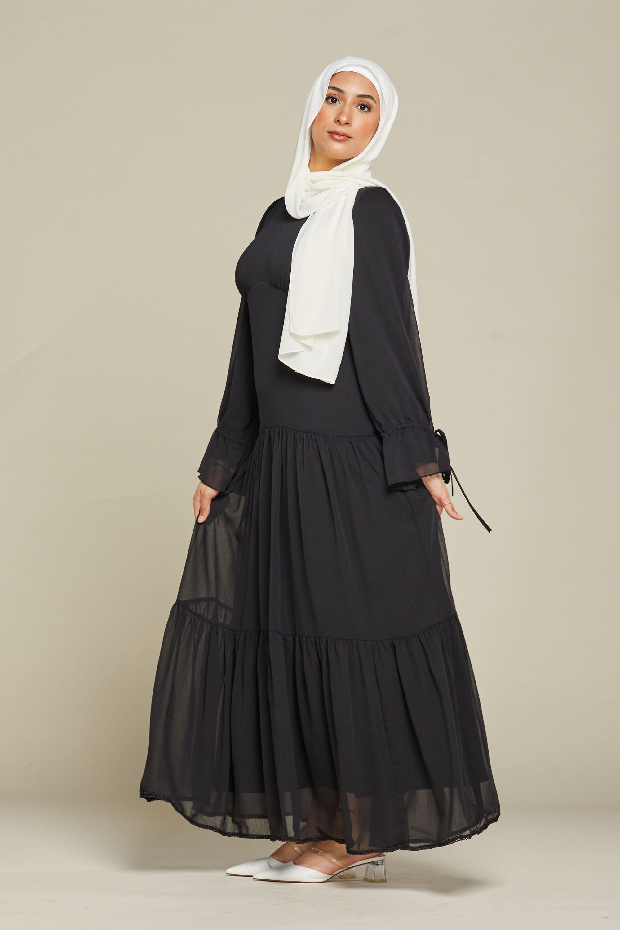 Mia Tiered Chiffon Maxi - Black