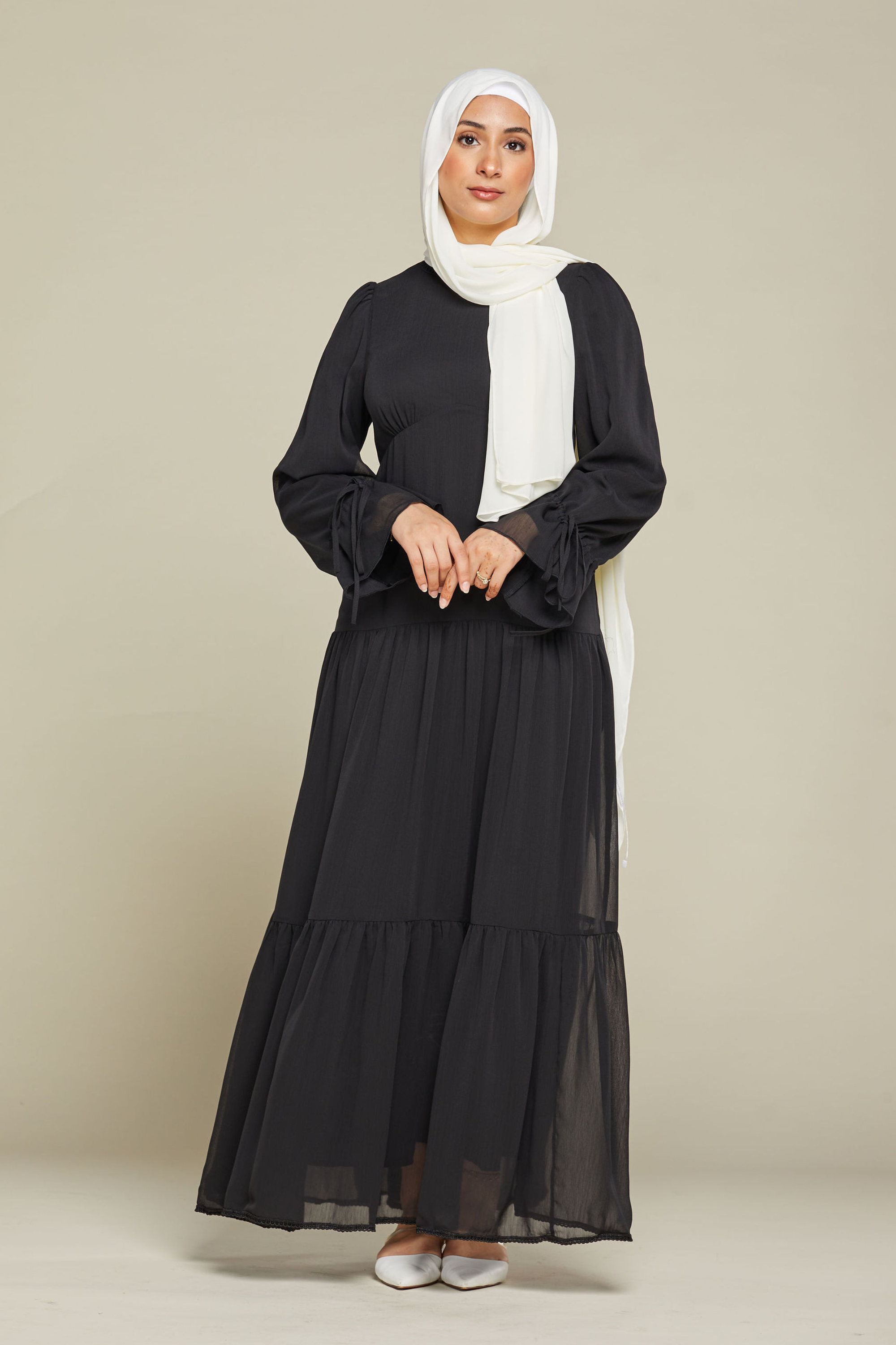 Mia Tiered Chiffon Maxi - Black