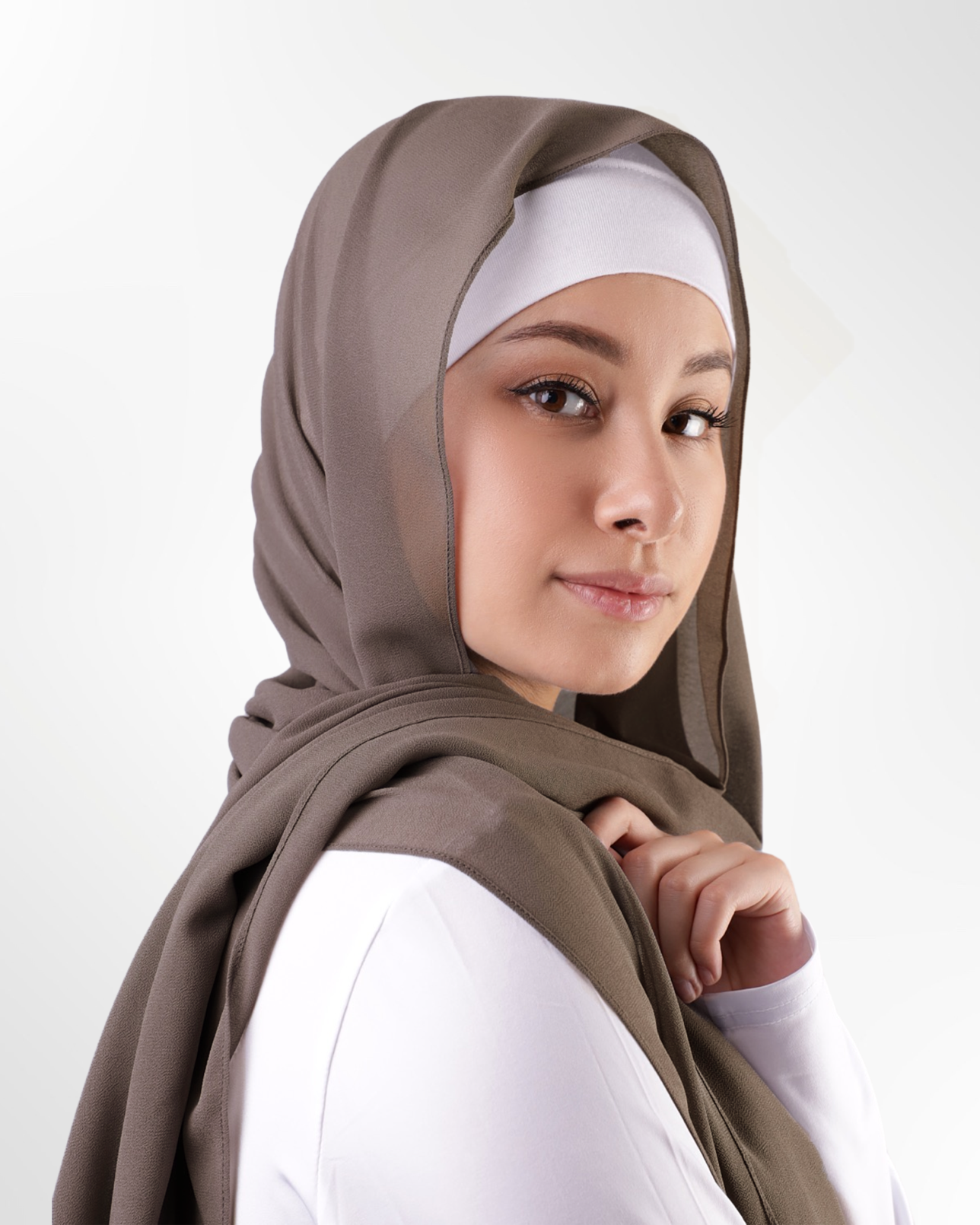 Georgette Chiffon Hijab – Medium Taupe - Main Image