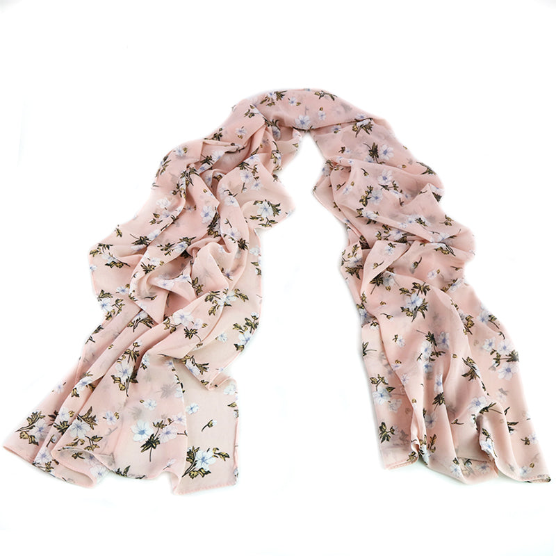 Floral Chiffon Hijab – Blush - Modern Abayati
