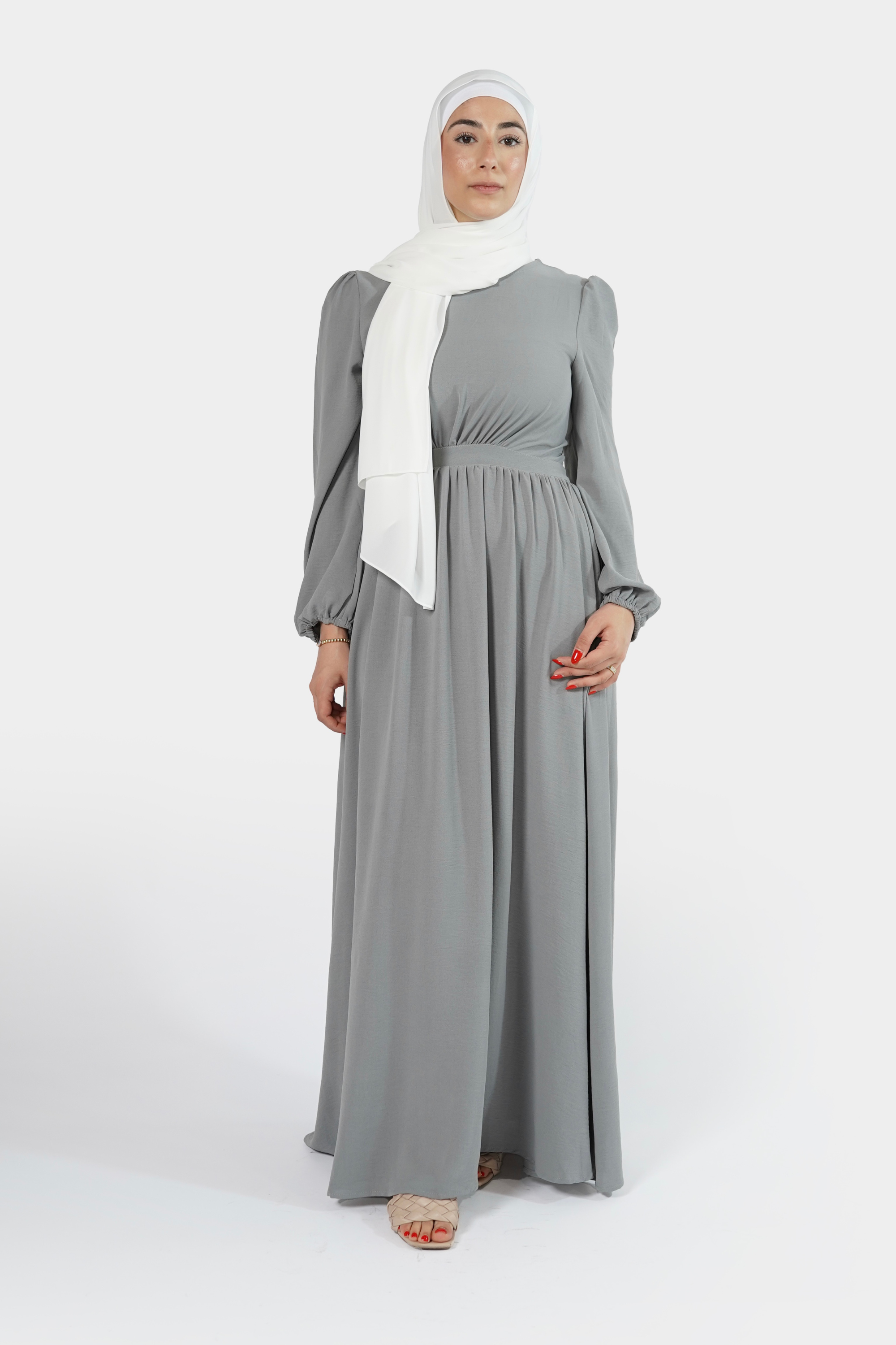 Siyana Textured Dress - Dark Grey - Modern Abayati
