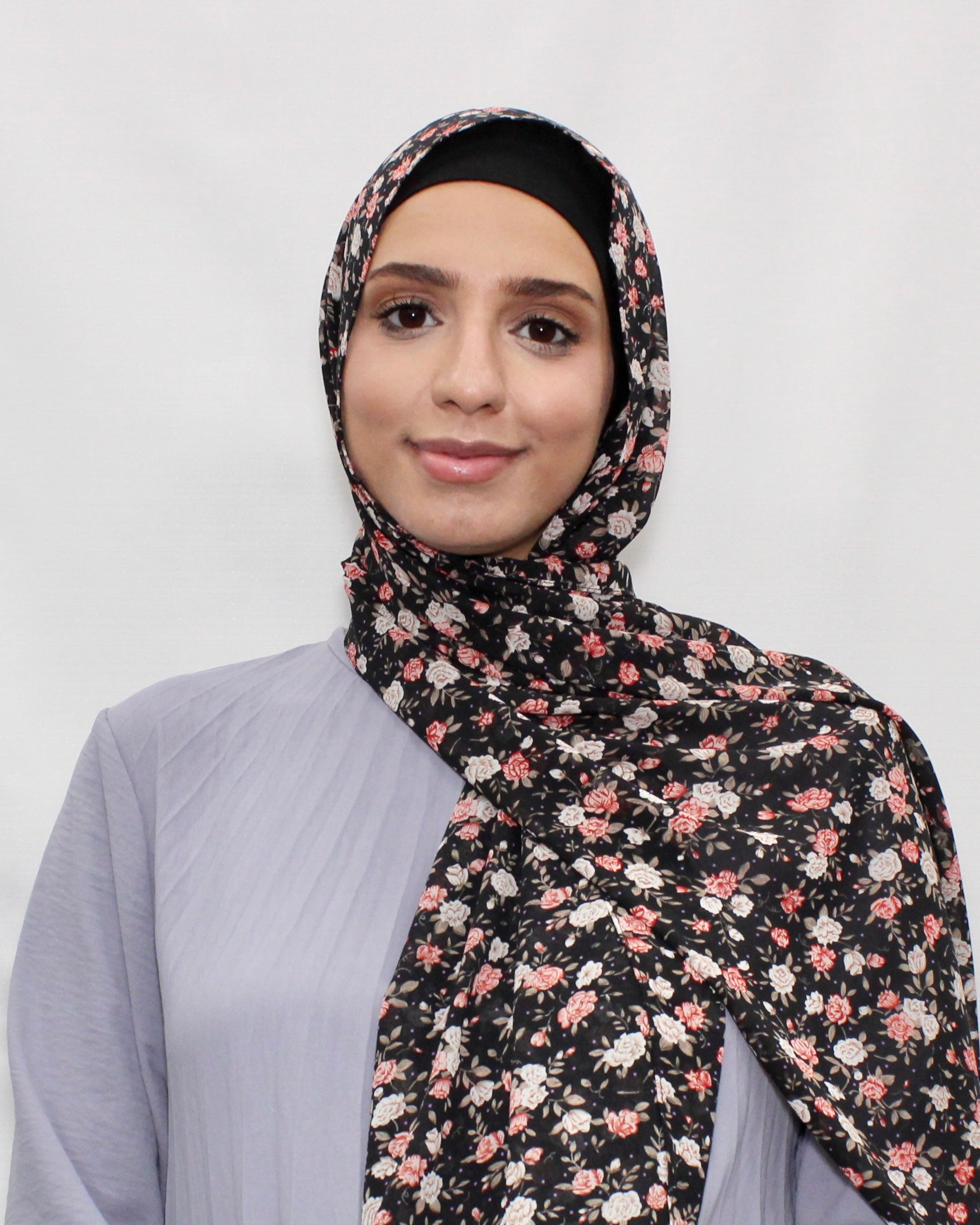 Floral Chiffon Hijab – Burnt Orange - Modern Abayati