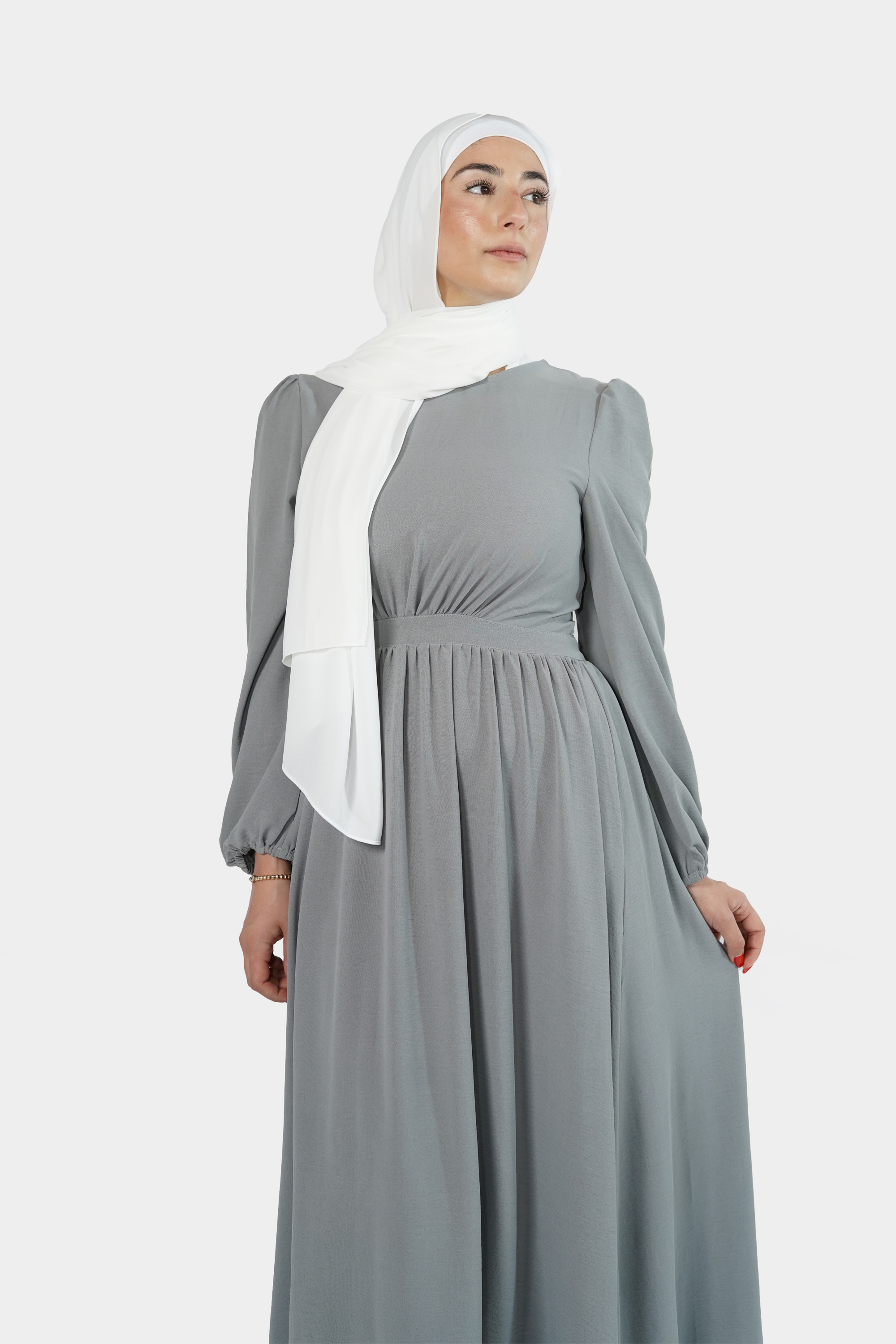 Siyana Textured Dress - Dark Grey - Modern Abayati
