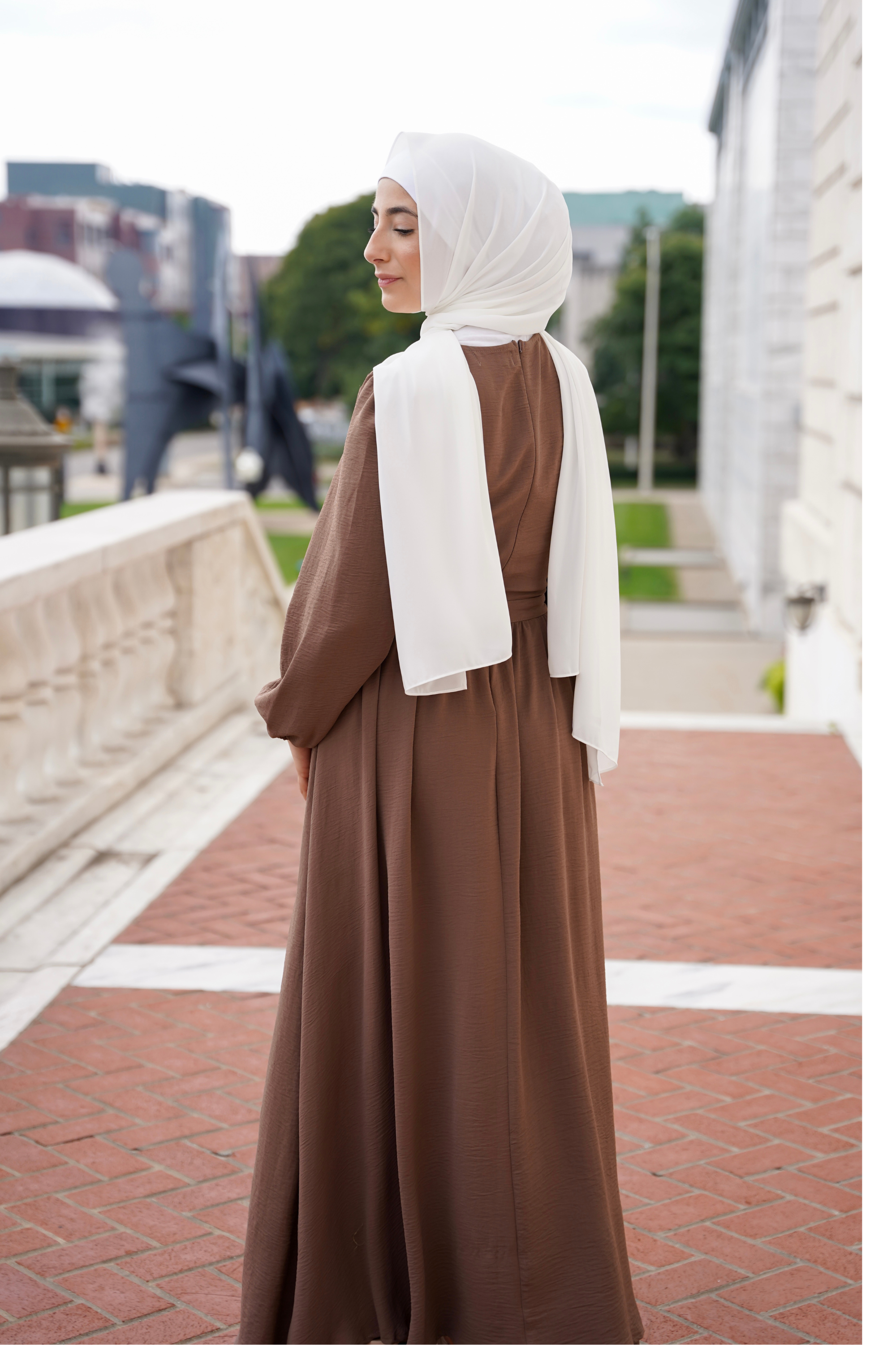 Siyana Textured Dress - Dark Brown - Modern Abayati
