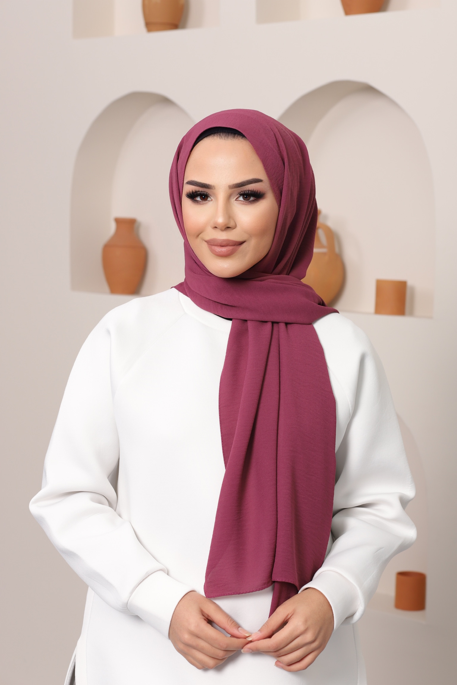 Premium Crinkle Hijab - Raspberry Rose - Modern Abayati