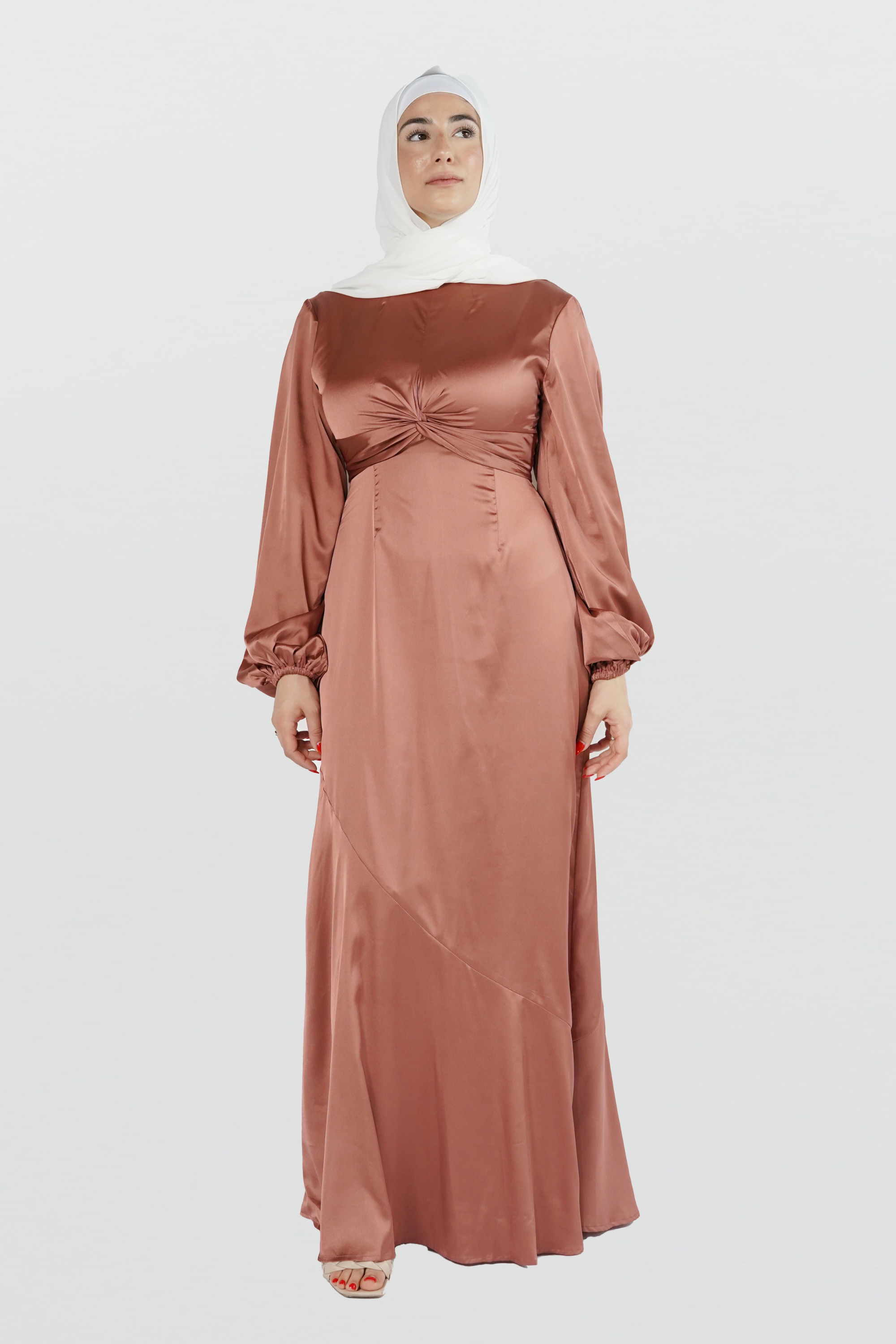 Amara Beauty Satin Gown - Mauve - Modern Abayati
