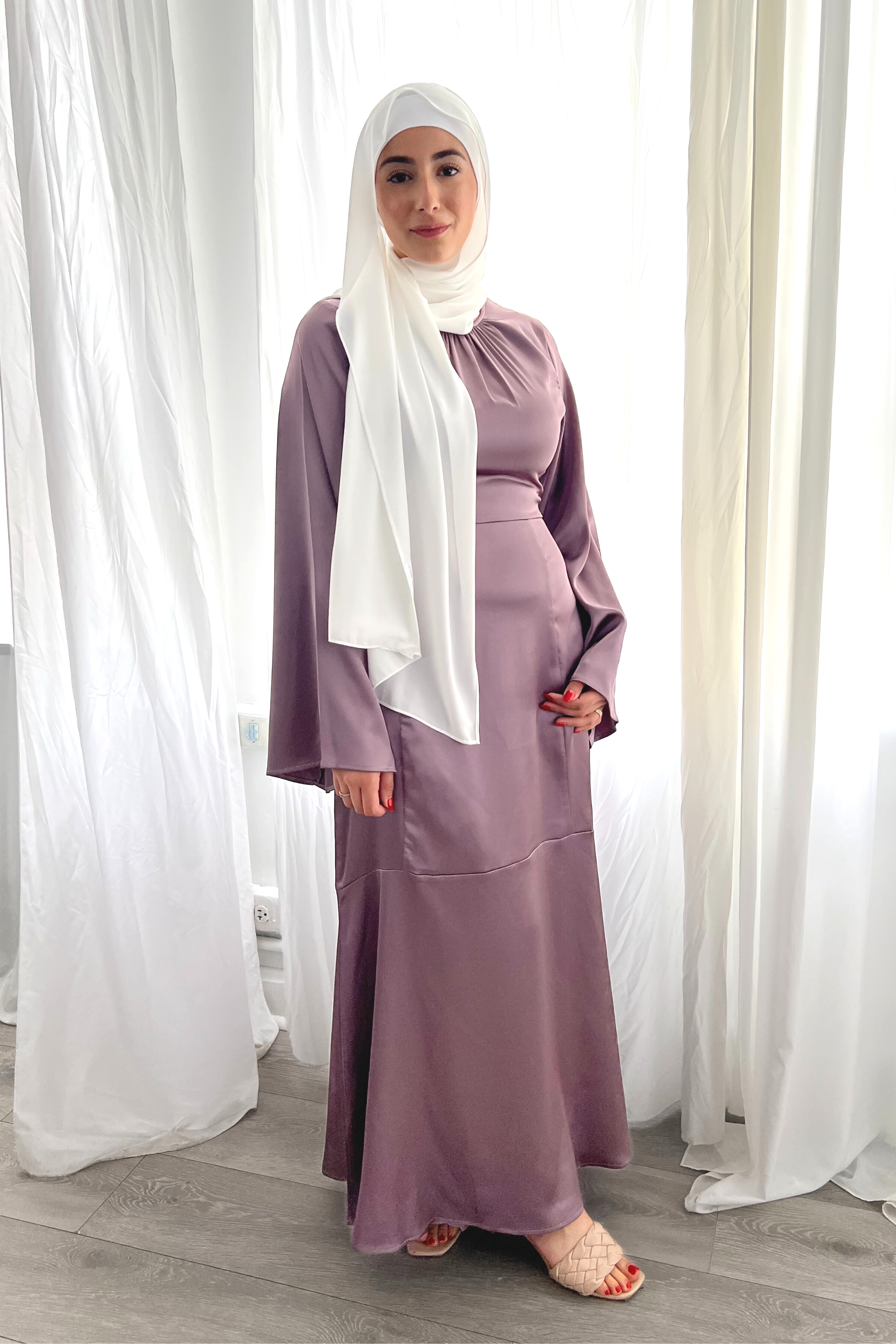 Madina Satin Gown - Lavender - Modern Abayati