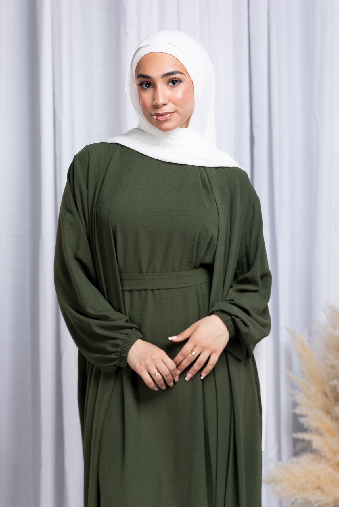 Liyana Open Abaya Set - Olive