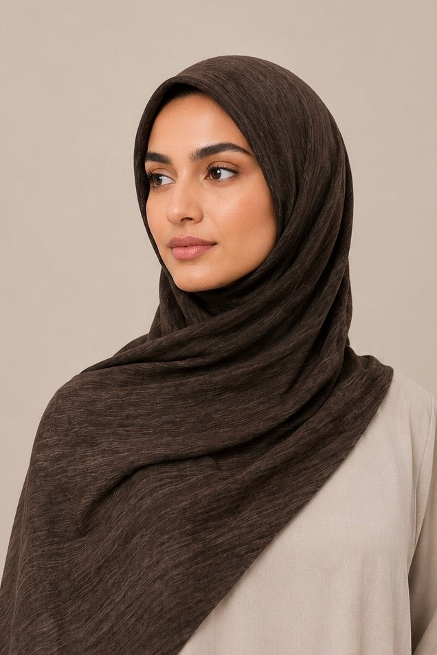 Modal Crinkle Hijab – Chocolate - Modern Abayati