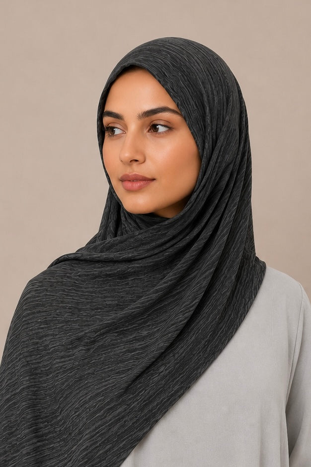 Modal Crinkle Hijab – Slate Grey - Modern Abayati