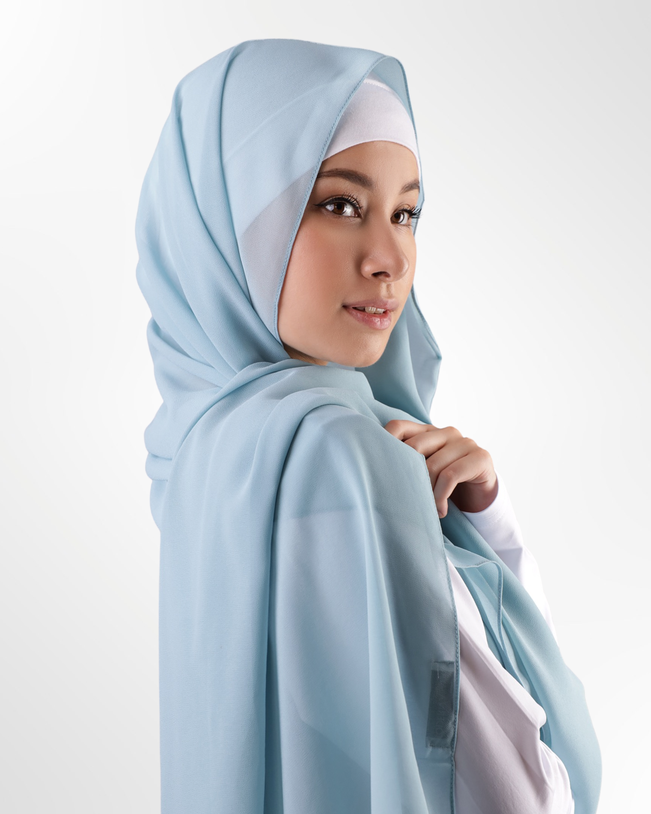 Georgette Chiffon Hijab – Blue Koi - Modern Abayati