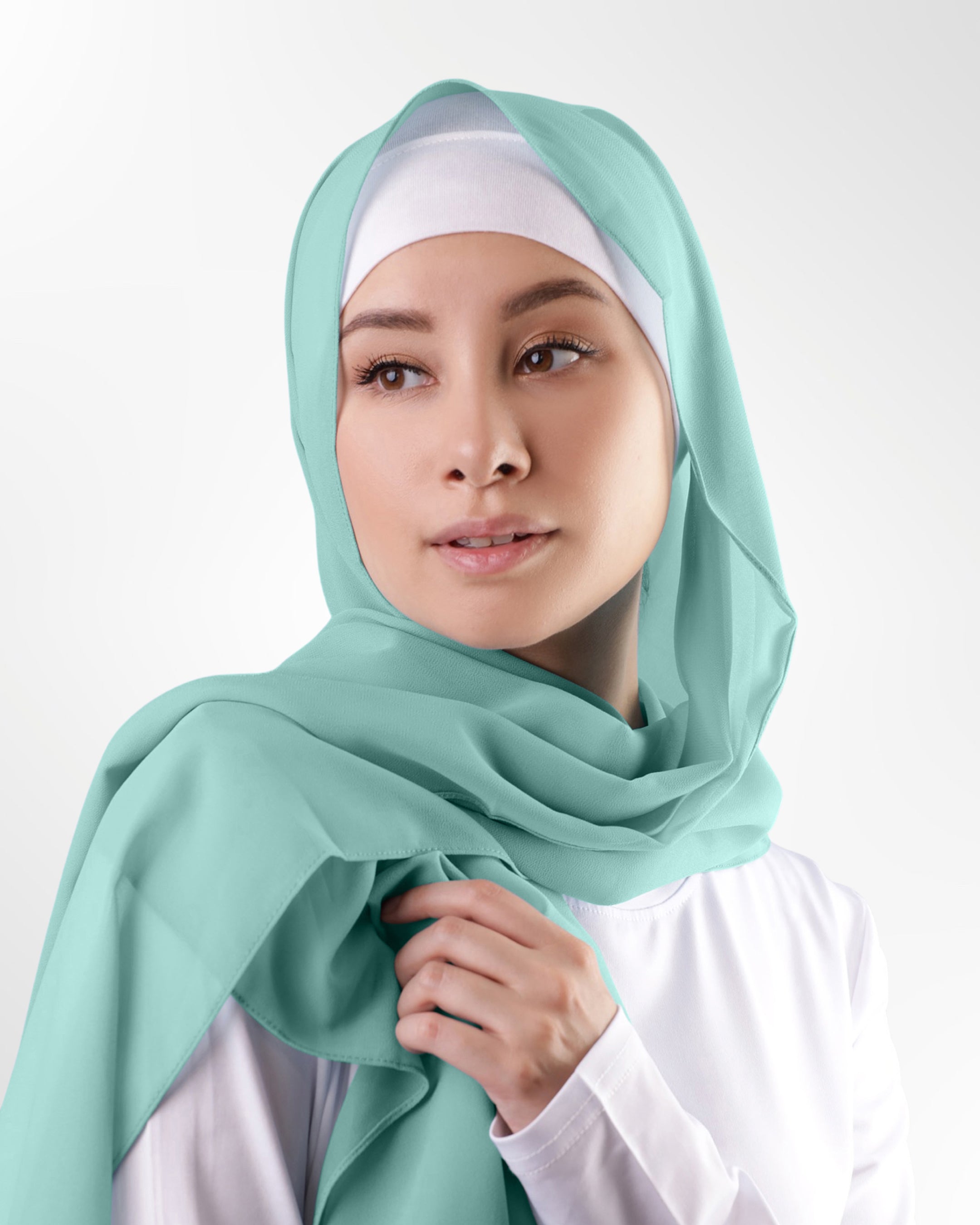 Georgette Chiffon Hijab – Greyish Teal - Modern Abayati