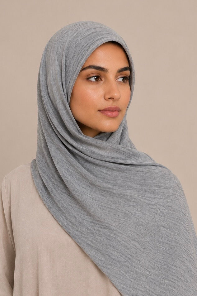 Modal Crinkle Hijab – Silver - Modern Abayati