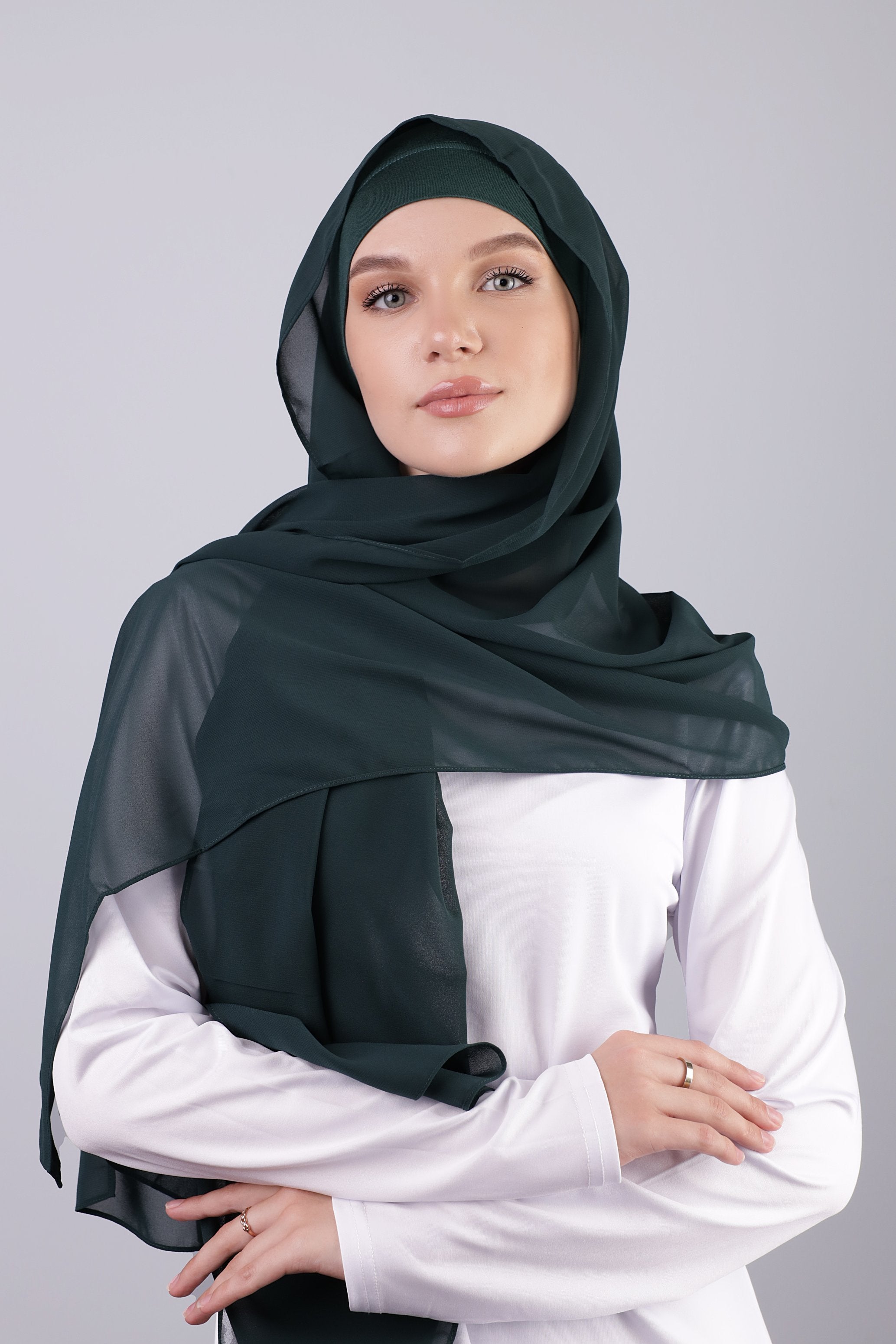 Chiffon Hijab Set – Forest Green