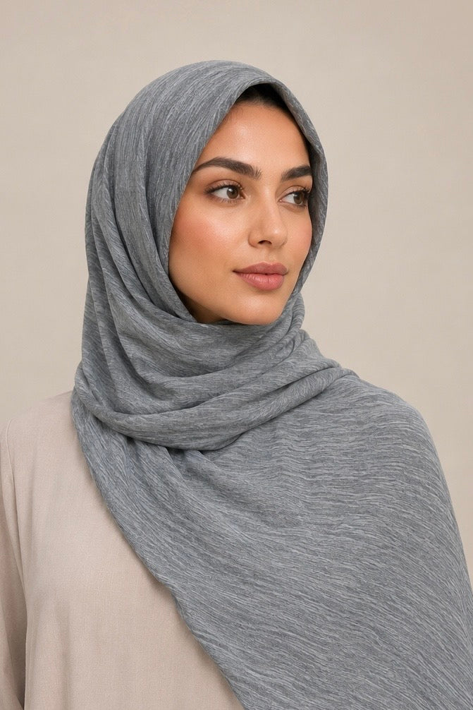 Modal Crinkle Hijab – Light Grey - Modern Abayati