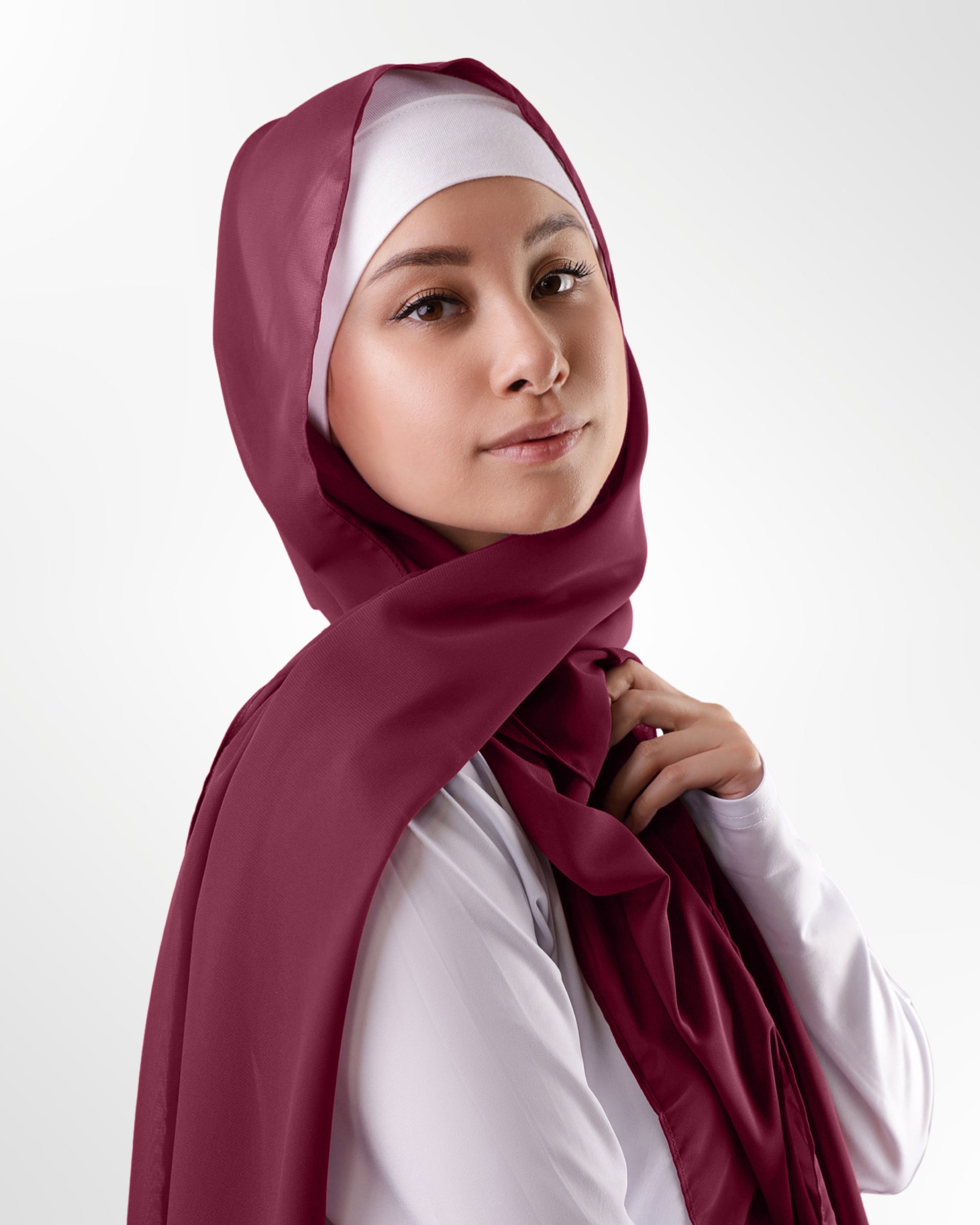 Georgette Chiffon Hijab – Burgundy - Modern Abayati
