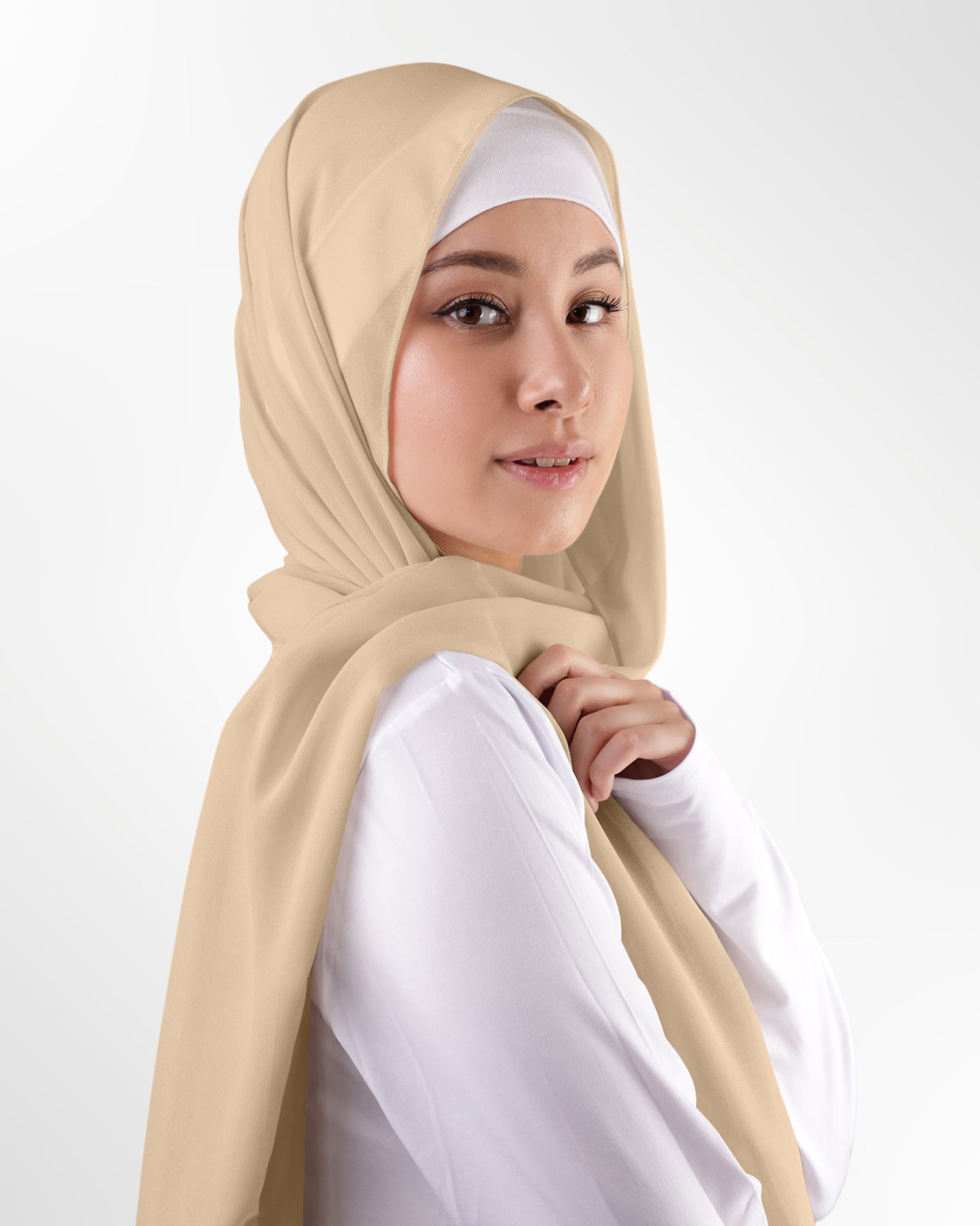 Georgette Chiffon Hijab – Almond - Modern Abayati