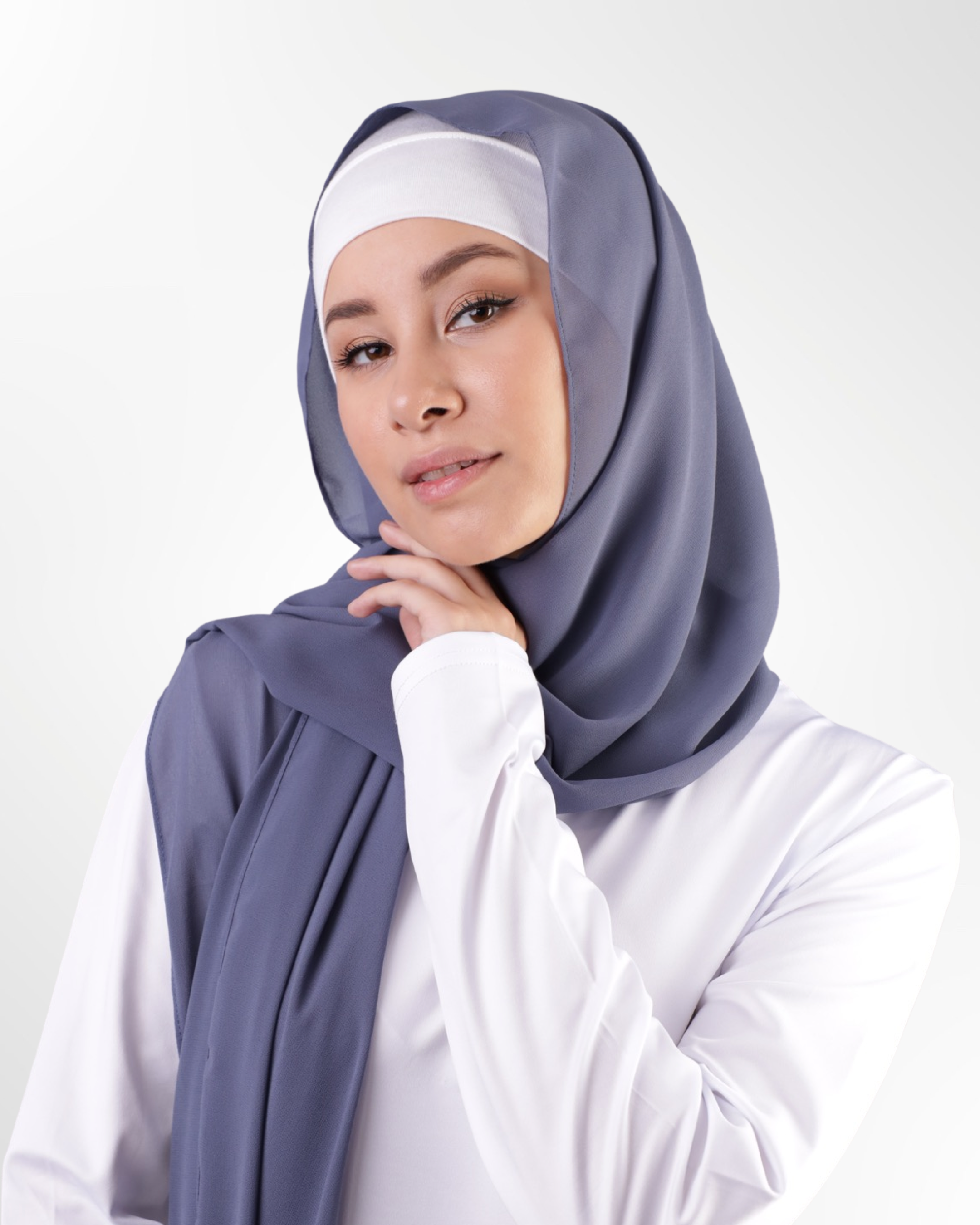 Georgette Chiffon Hijab - Slate Blue