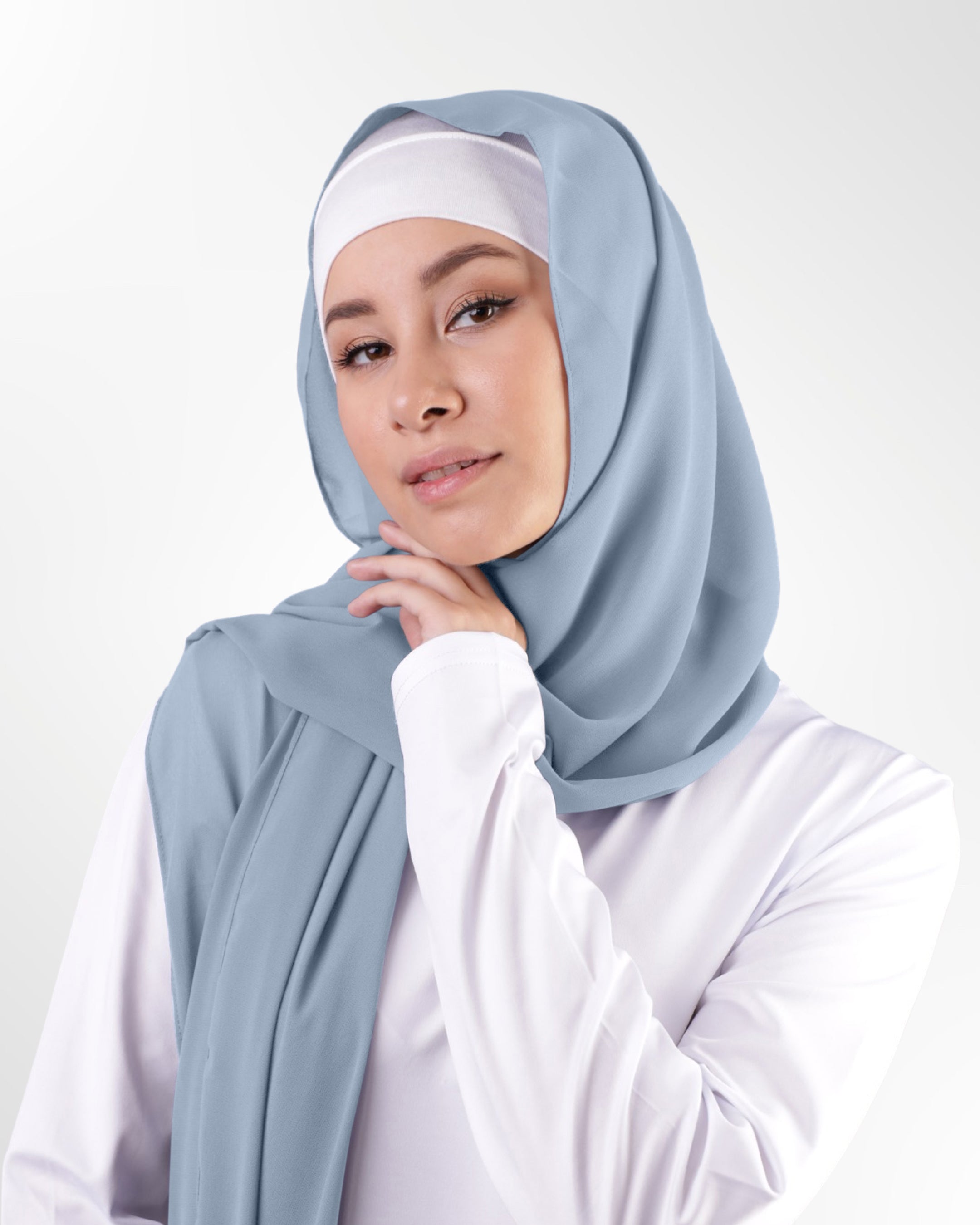 Georgette Chiffon Hijab – Cadet Grey - Modern Abayati