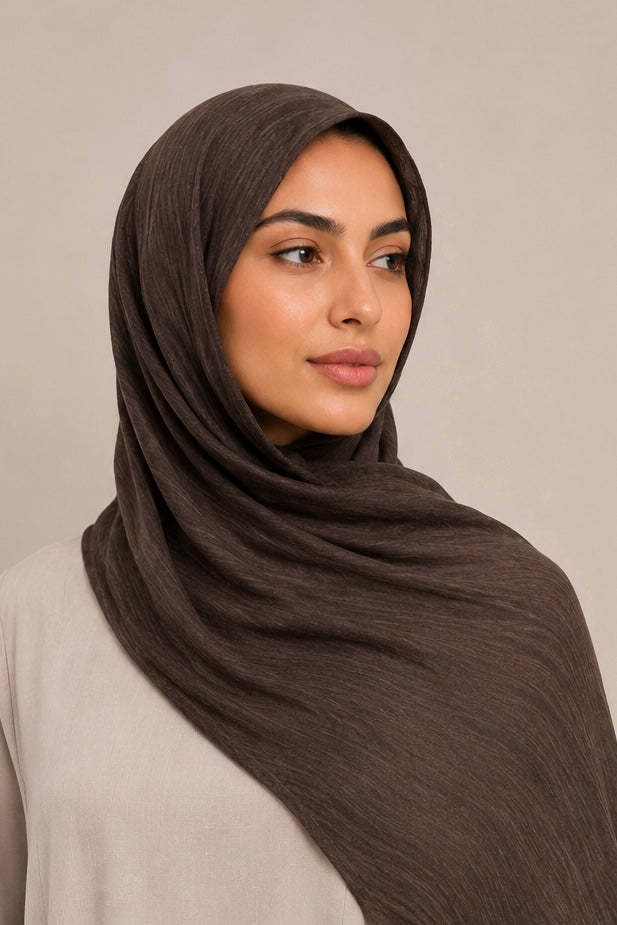 Modal Crinkle Hijab – Mocha - Modern Abayati