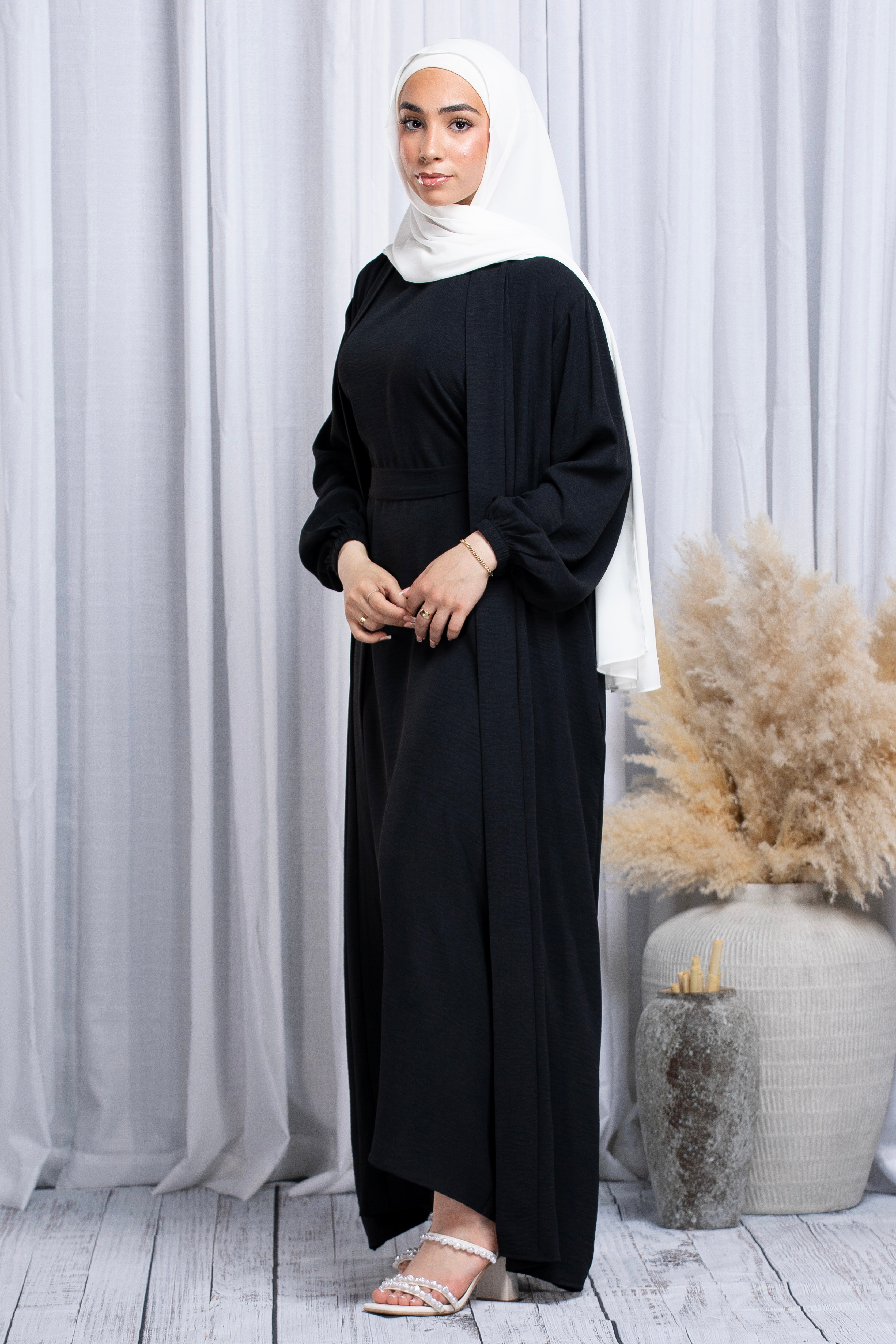 Liyana Open Abaya Set - Black