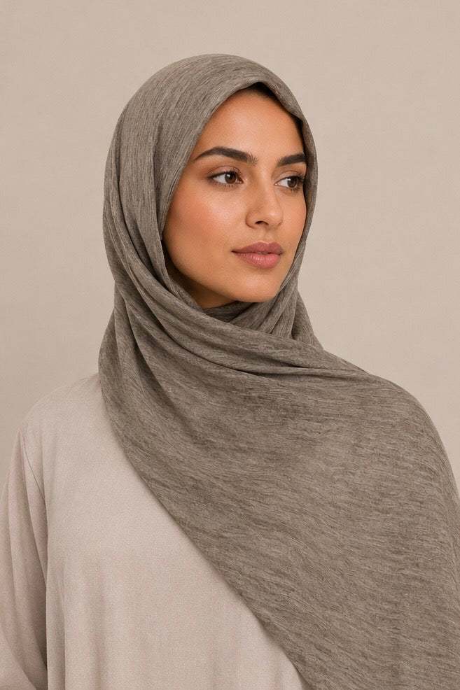 Modal Crinkle Hijab – Taupe - Modern Abayati