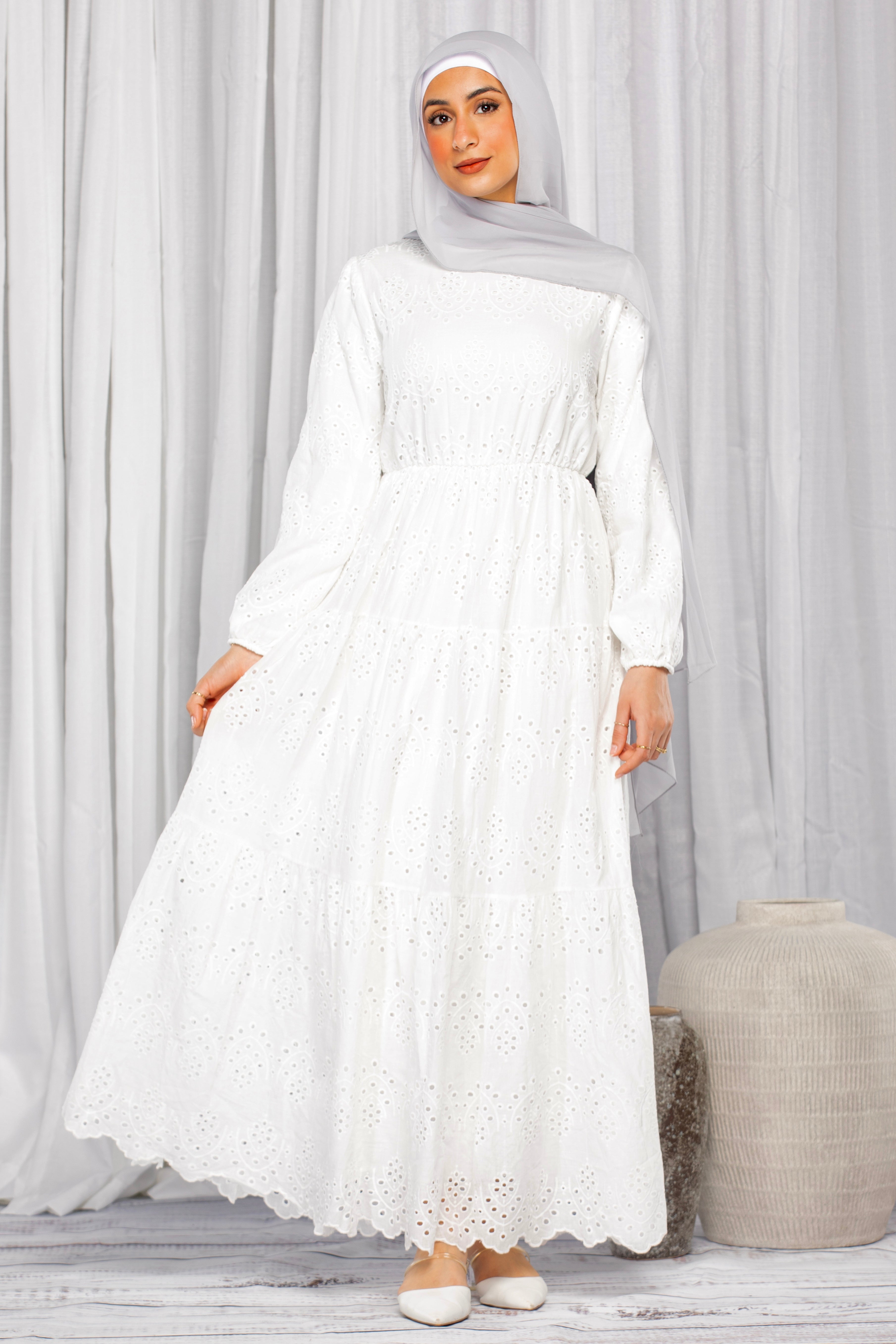 Arwa Lace Maxi Dress - White