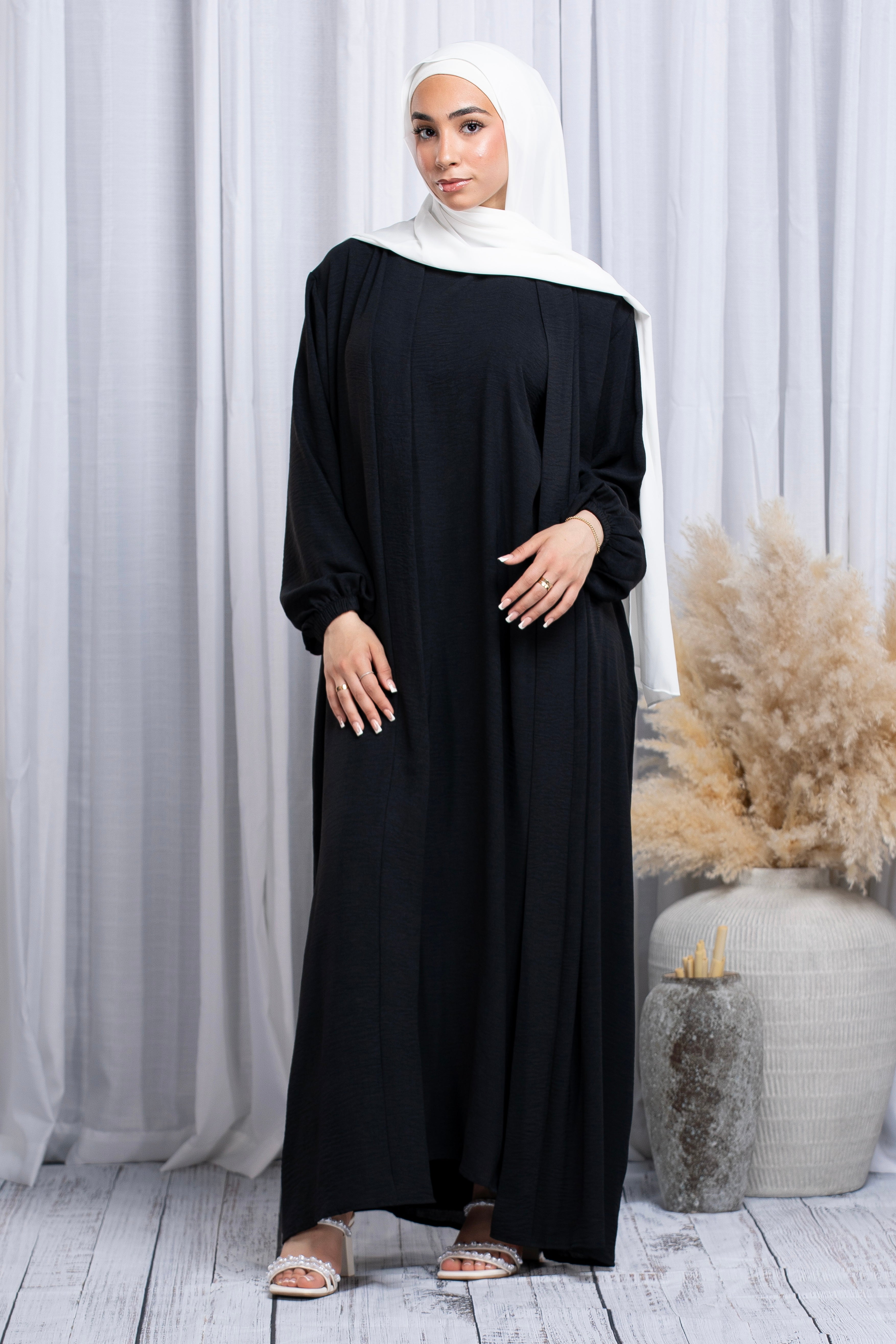 Liyana Open Abaya Set - Black