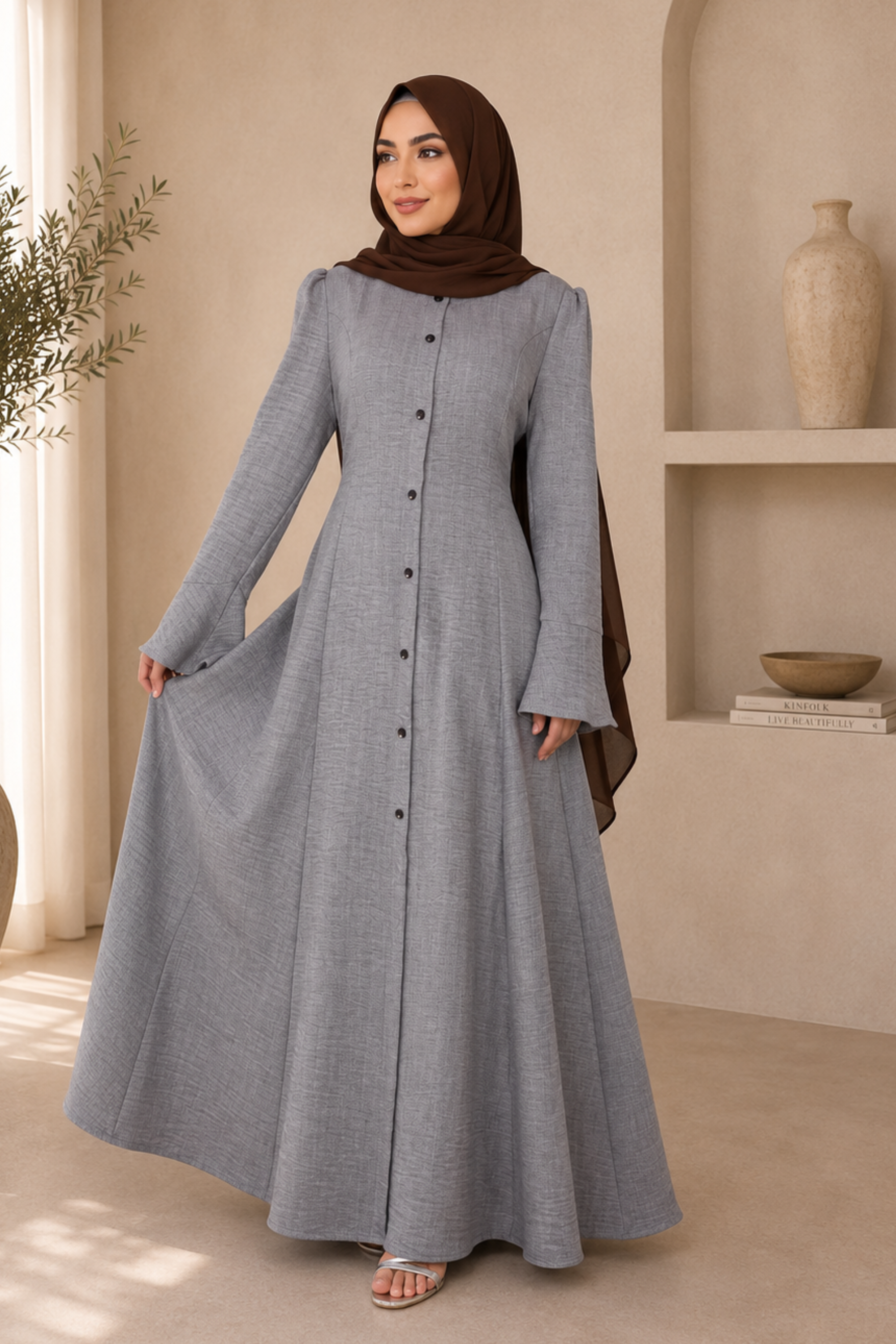 Hanan Maxi-Dress - Grey - Modern Abayati