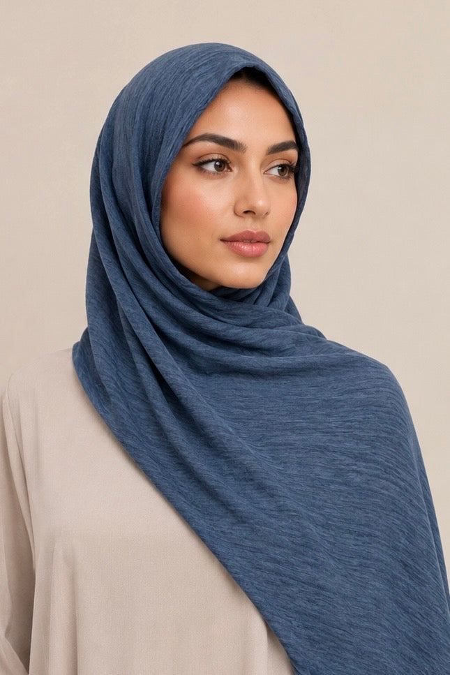 Modal Crinkle Hijab – Steel Blue - Modern Abayati