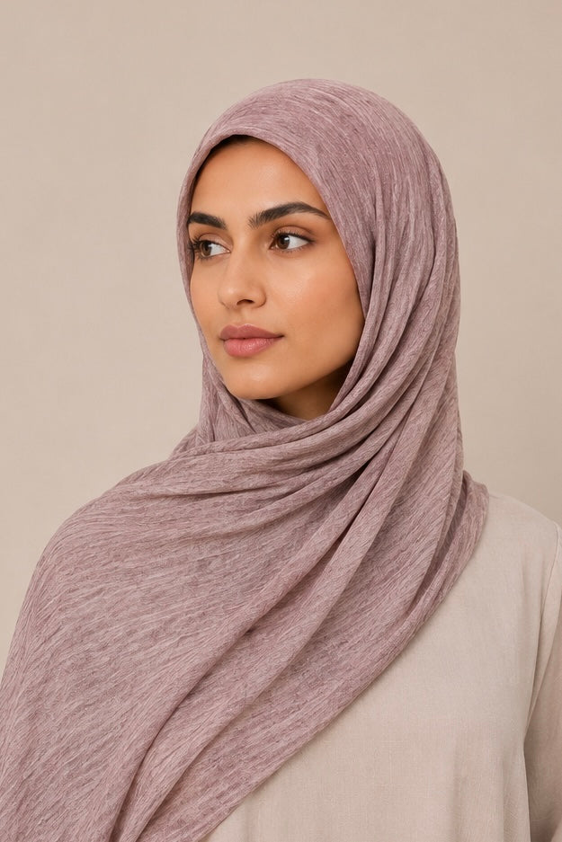 Modal Crinkle Hijab – Mauve - Modern Abayati