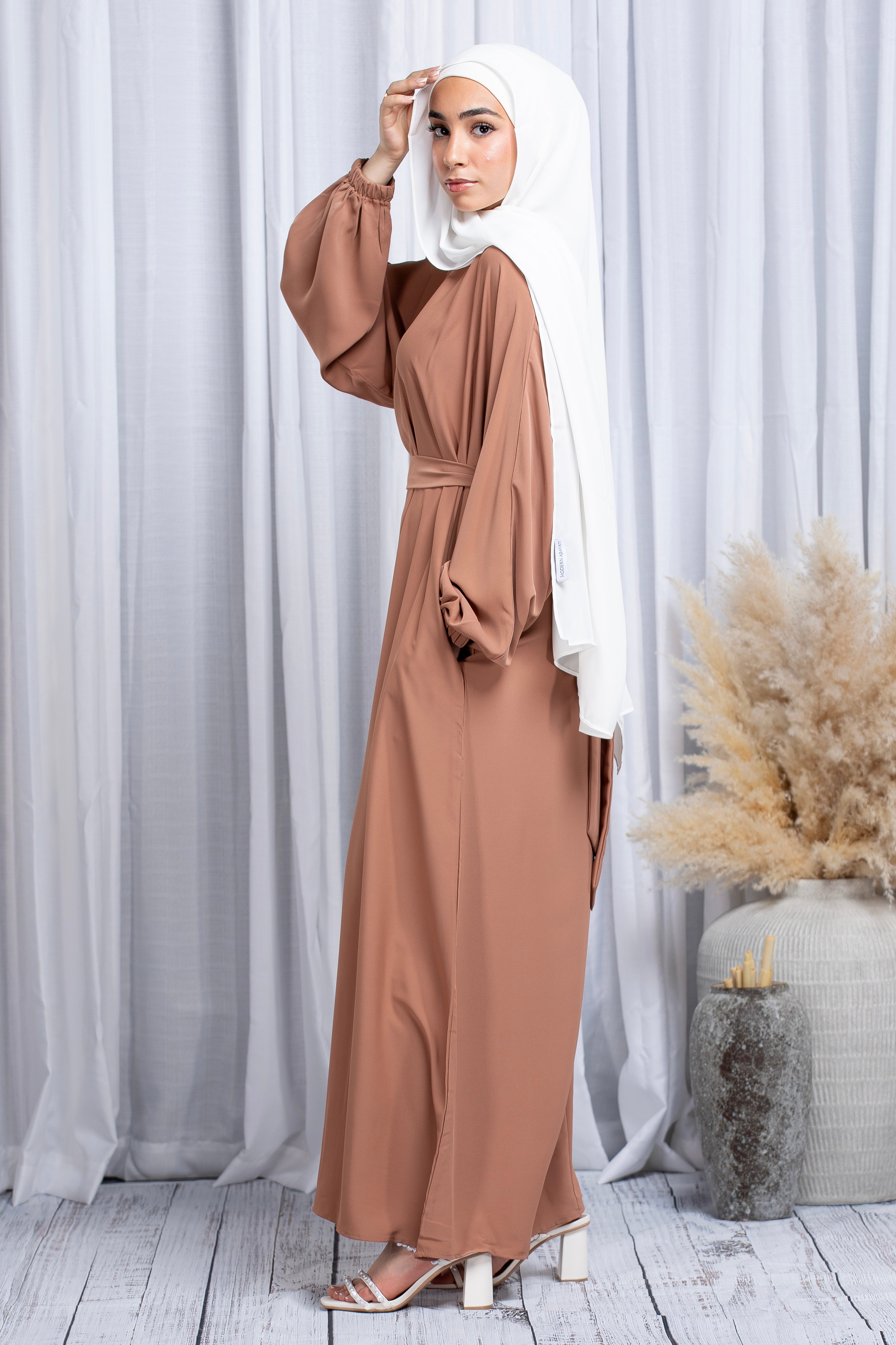 Najma Plain Abaya (Elastic Cuffs) - Sand