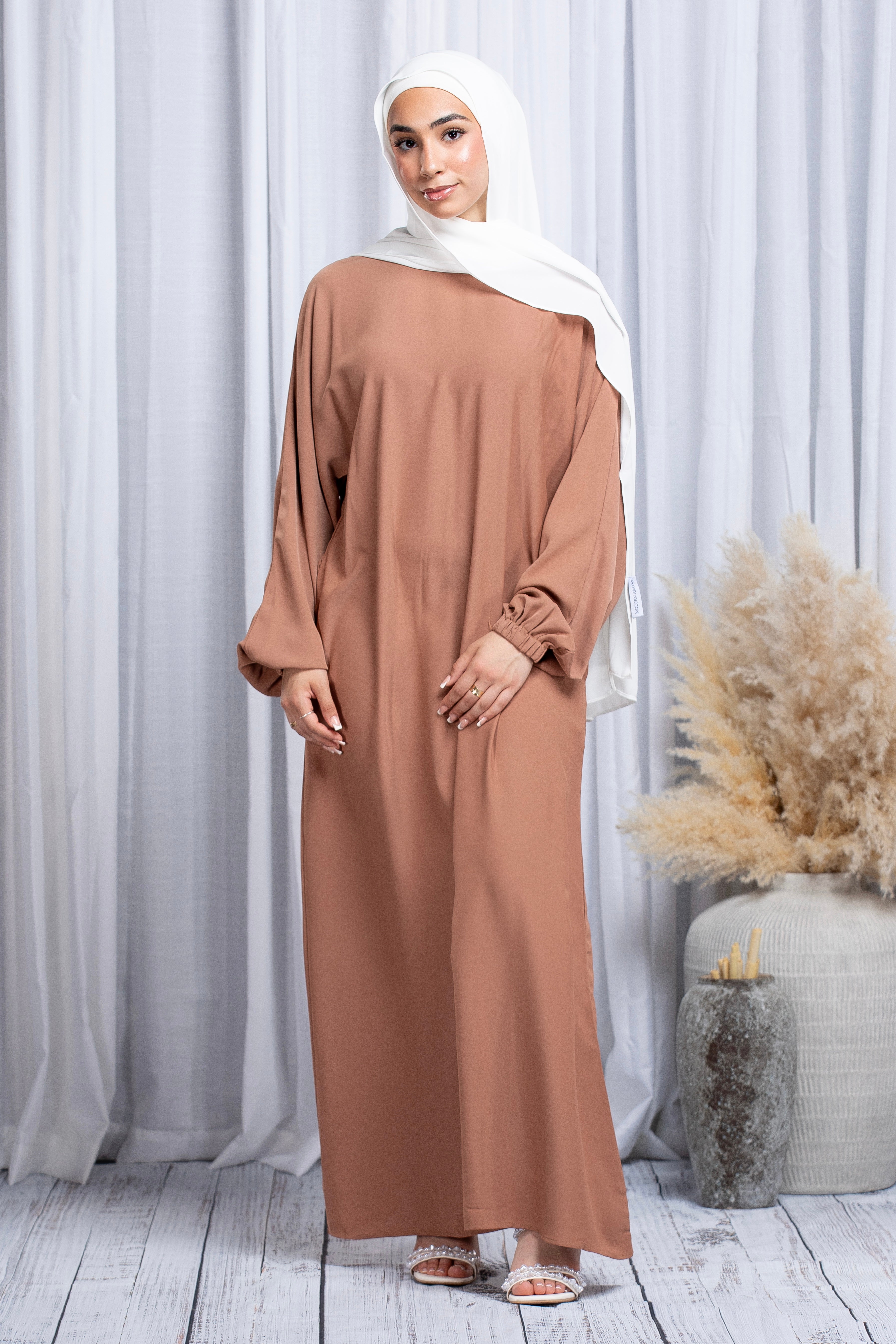 Najma Plain Abaya (Elastic Cuffs) - Sand