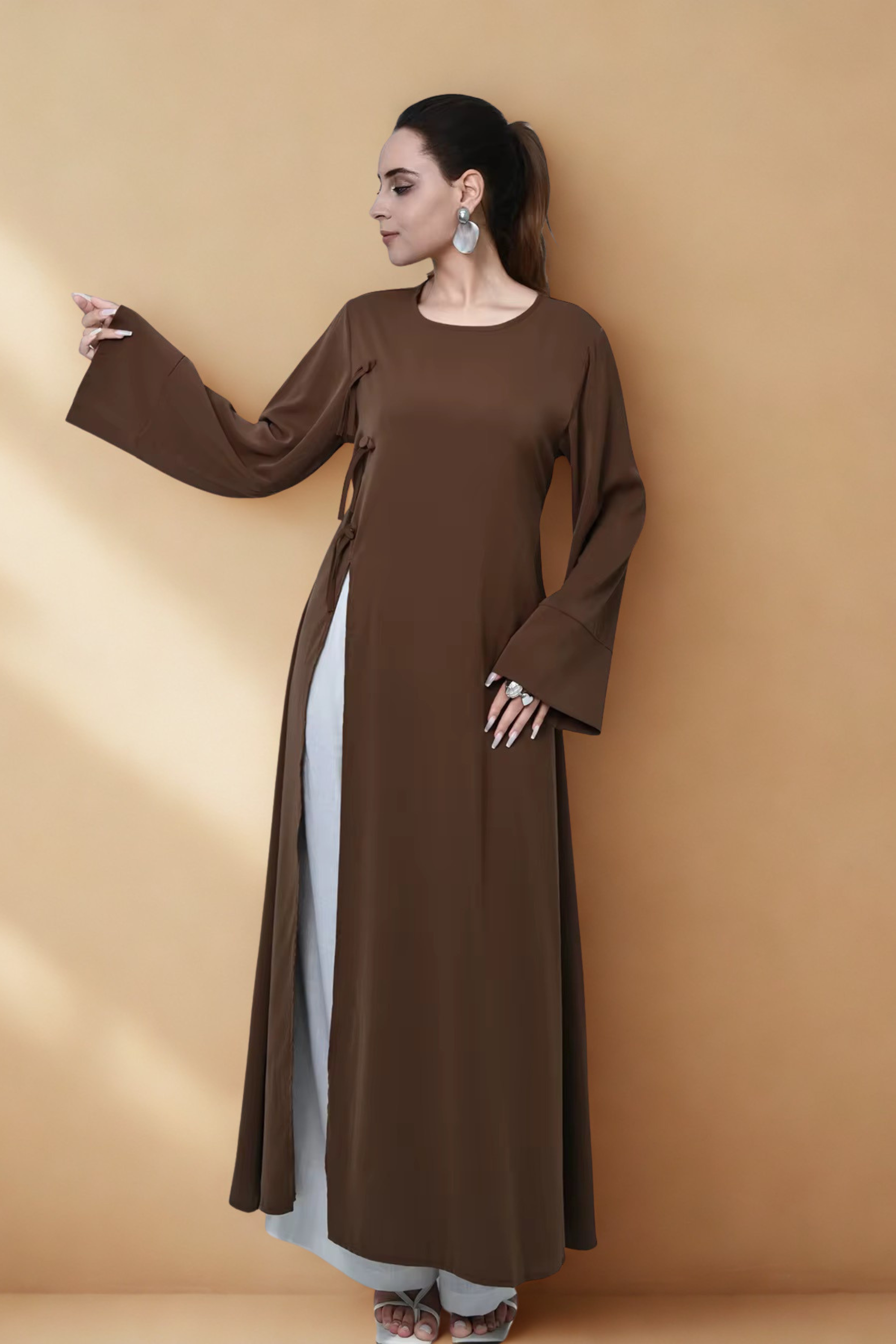 Alya Split Maxi Dress - Coffee - Modern Abayati