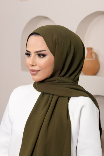 Premium Crinkle Hijab - Dark Olive - Modern Abayati