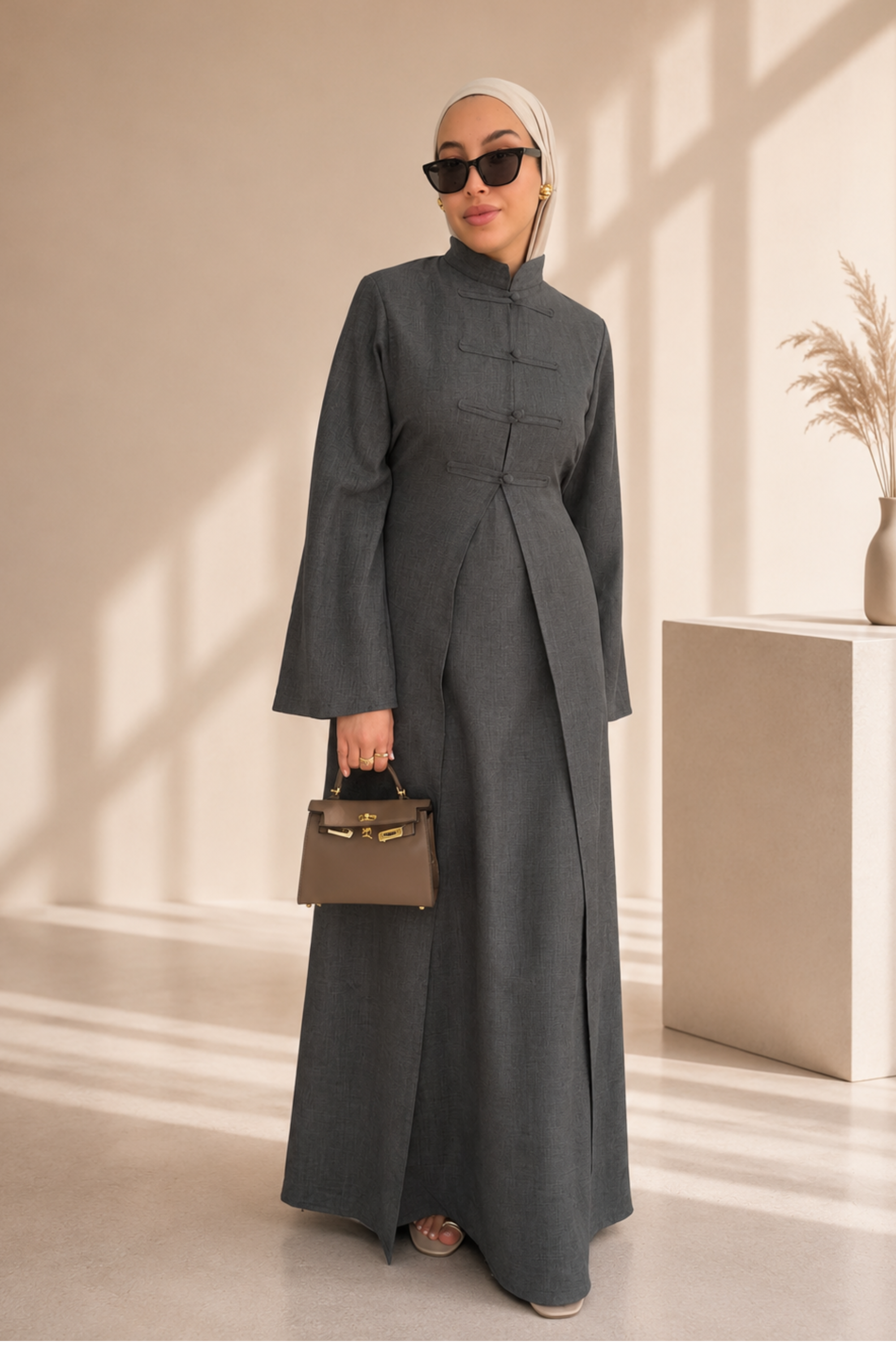 Layal Abaya Set - Carbon Grey - Modern Abayati