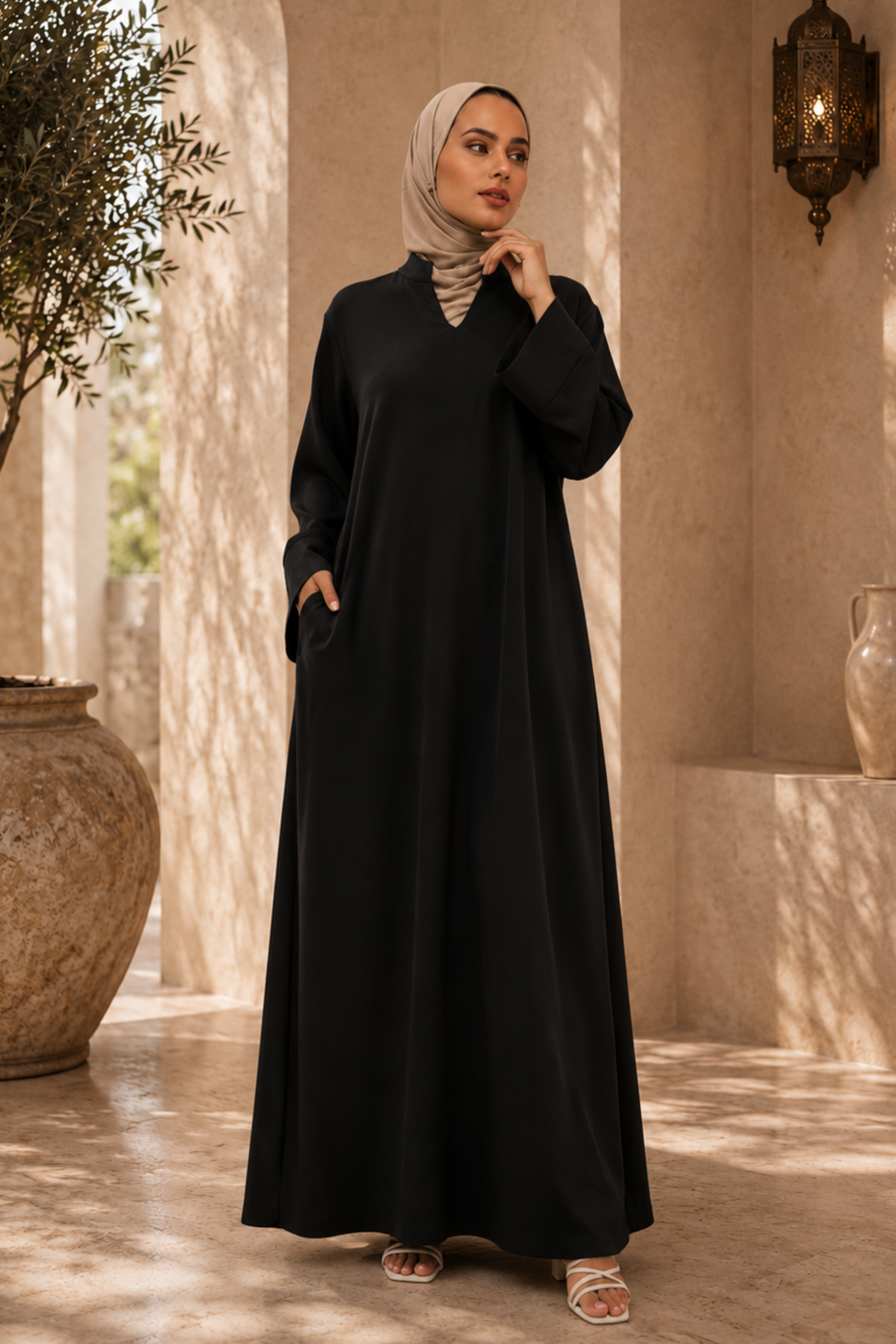 Salma Linen Abaya - Black - Modern Abayati