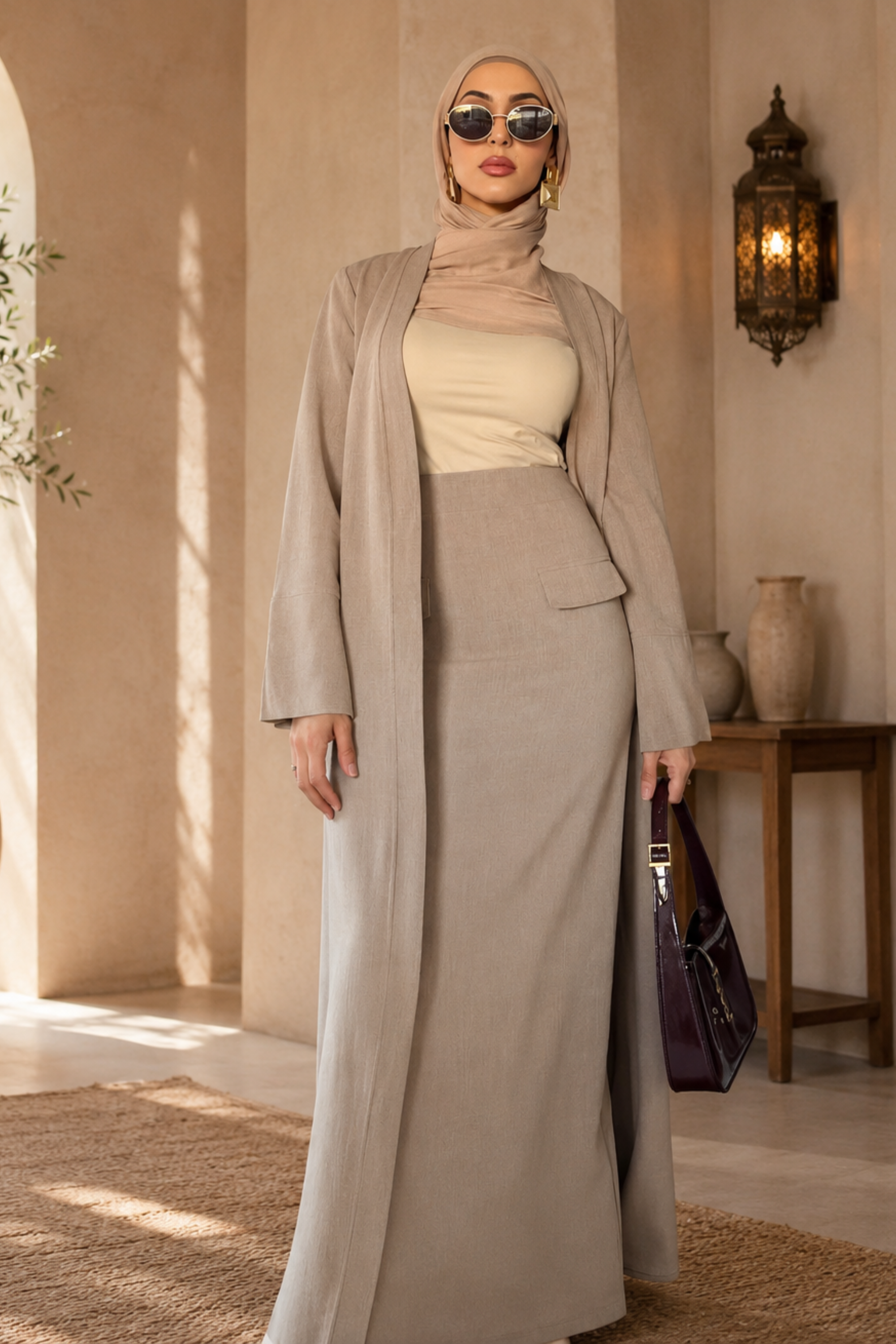 Sereen Abaya Set - Stone - Modern Abayati