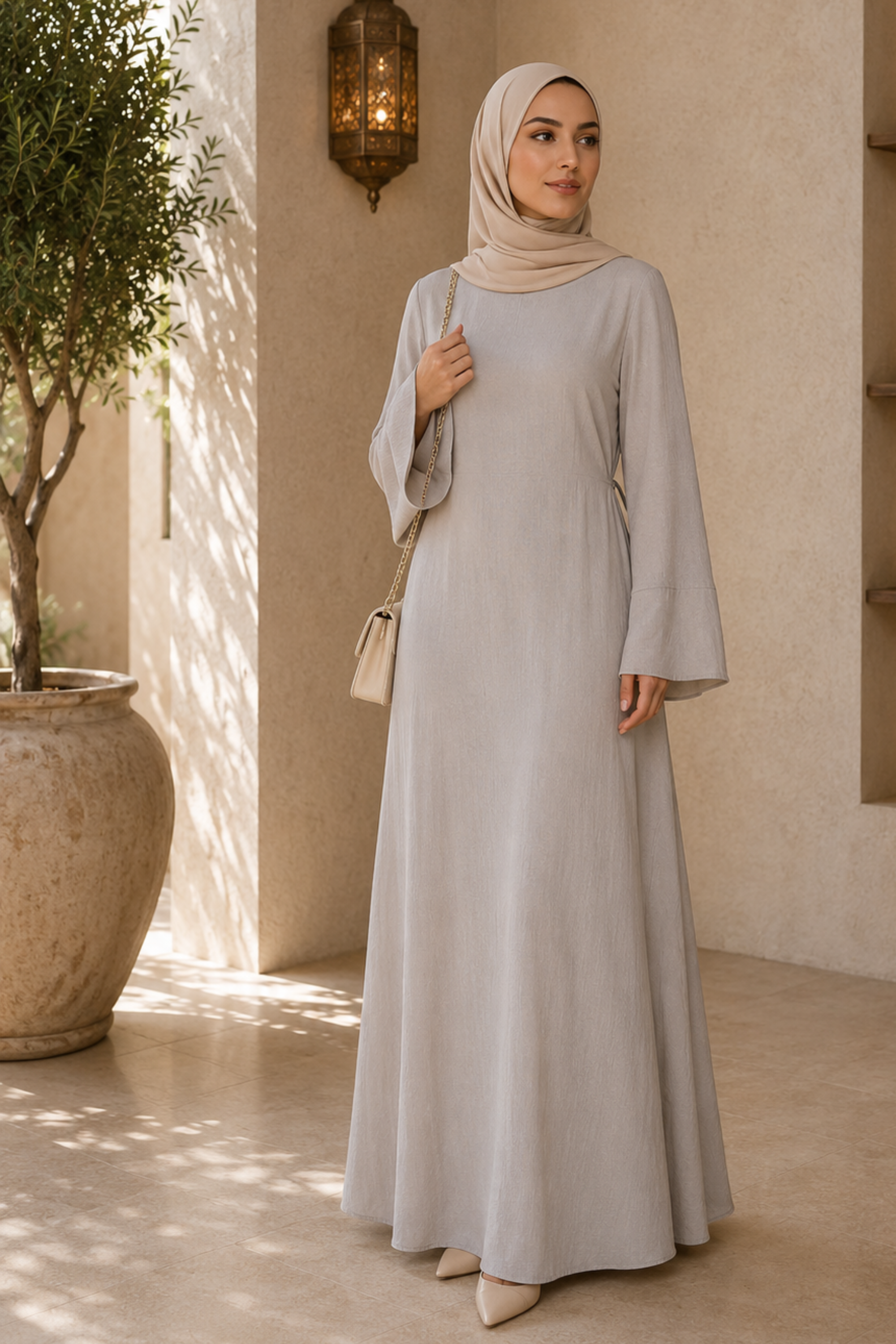 Sofia Tie Back Dress - Ash Grey - Modern Abayati