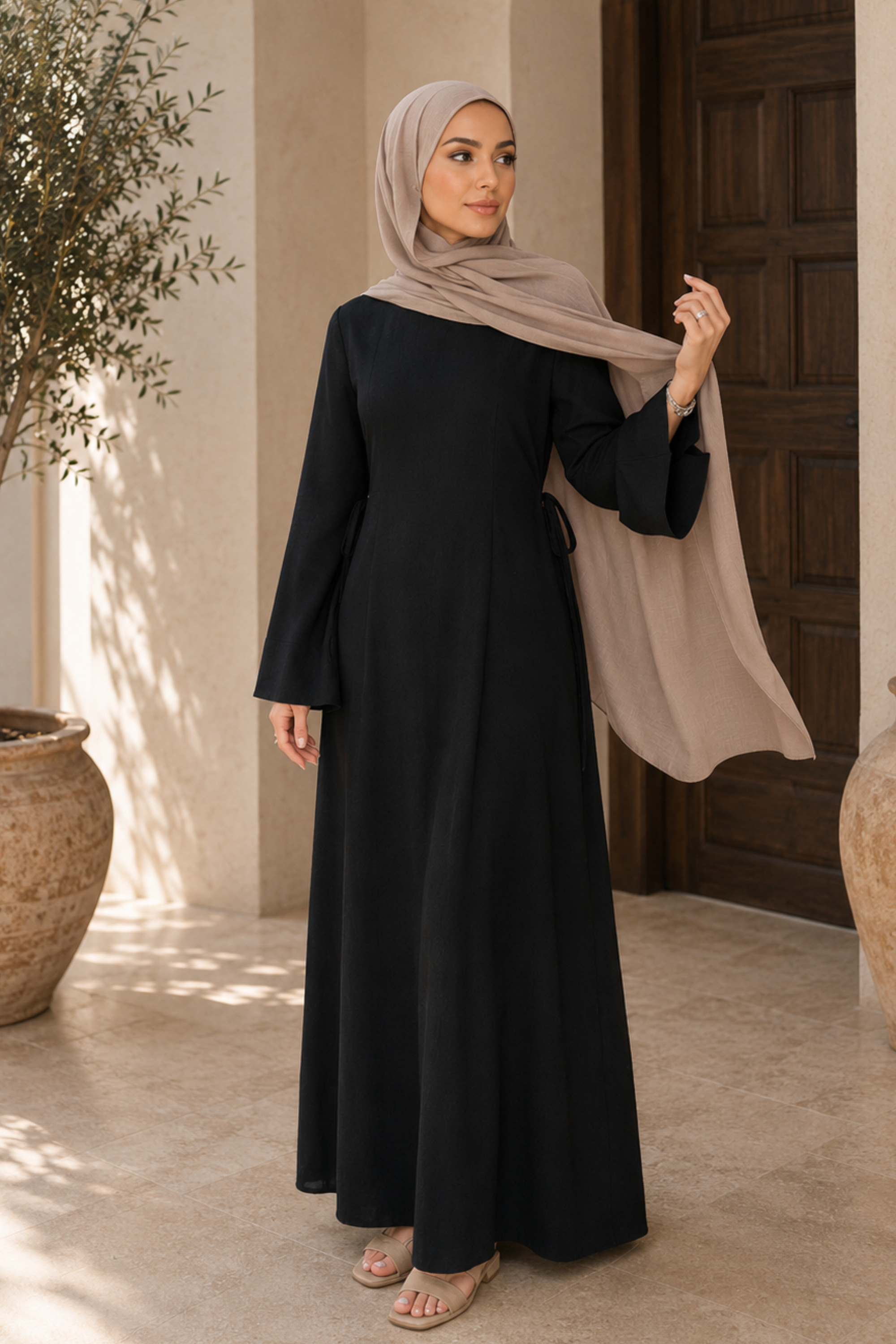 Sofia Tie Back Dress - Black - Modern Abayati