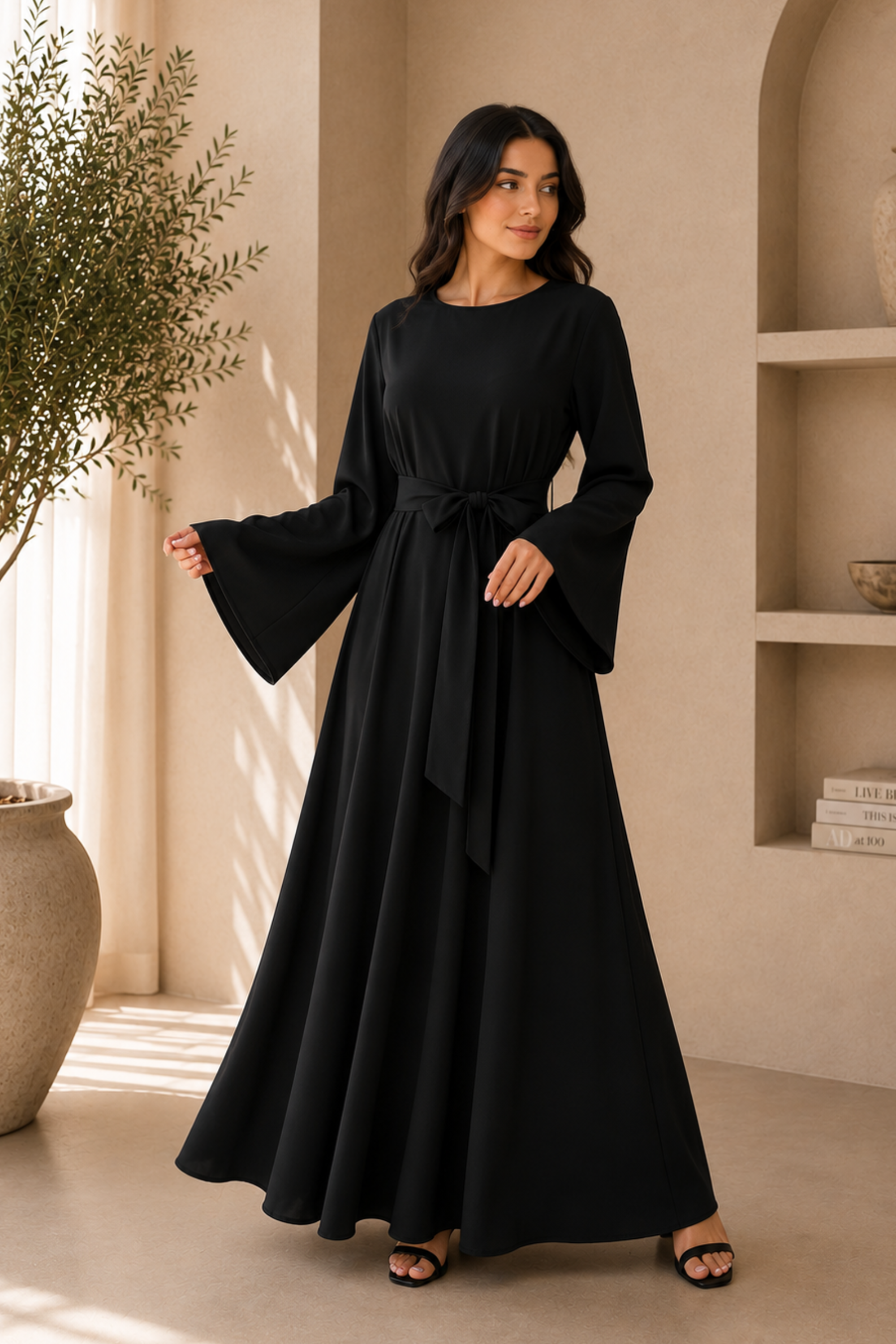 Warda Tie Abaya - Black - Modern Abayati