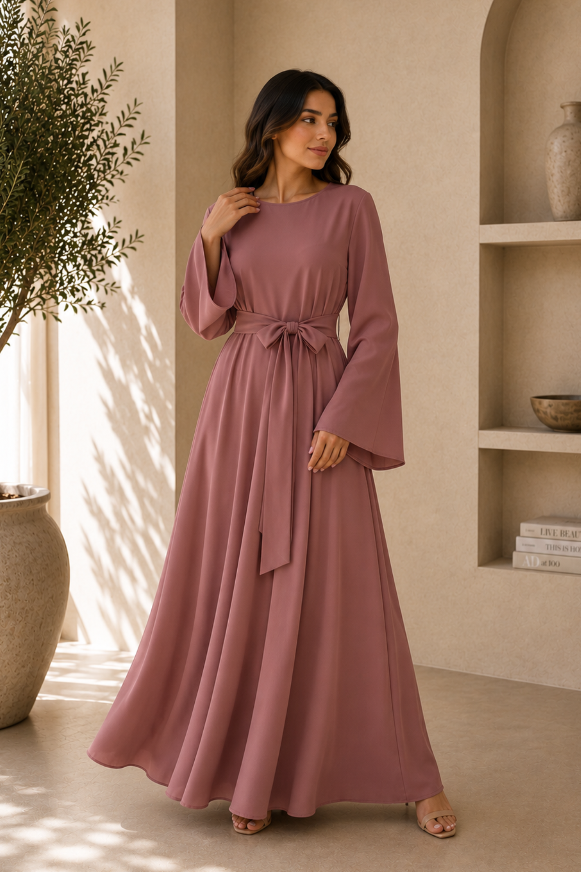 Warda Tie Abaya - Light Rose - Modern Abayati