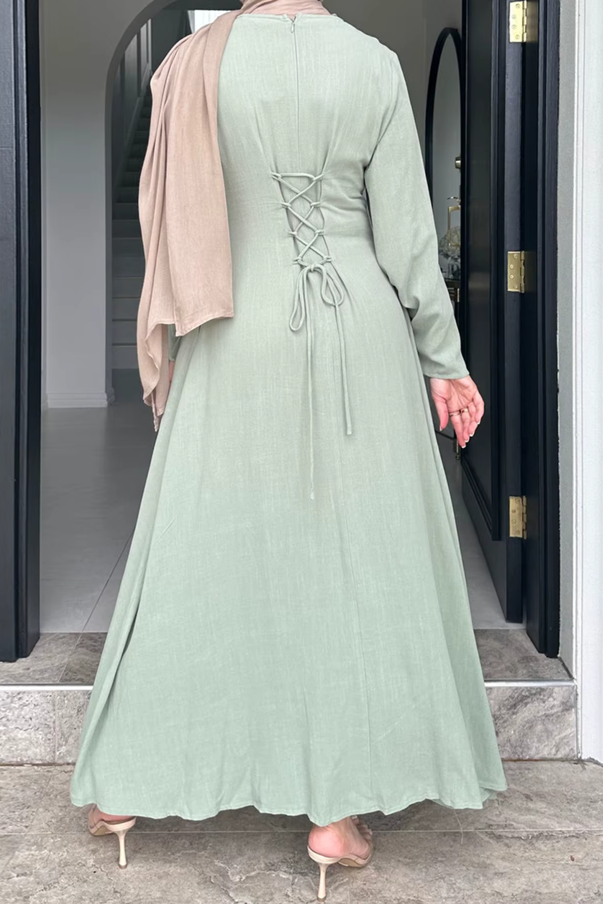 Eliana Linen Maxi Dress - Mint Green - Modern Abayati