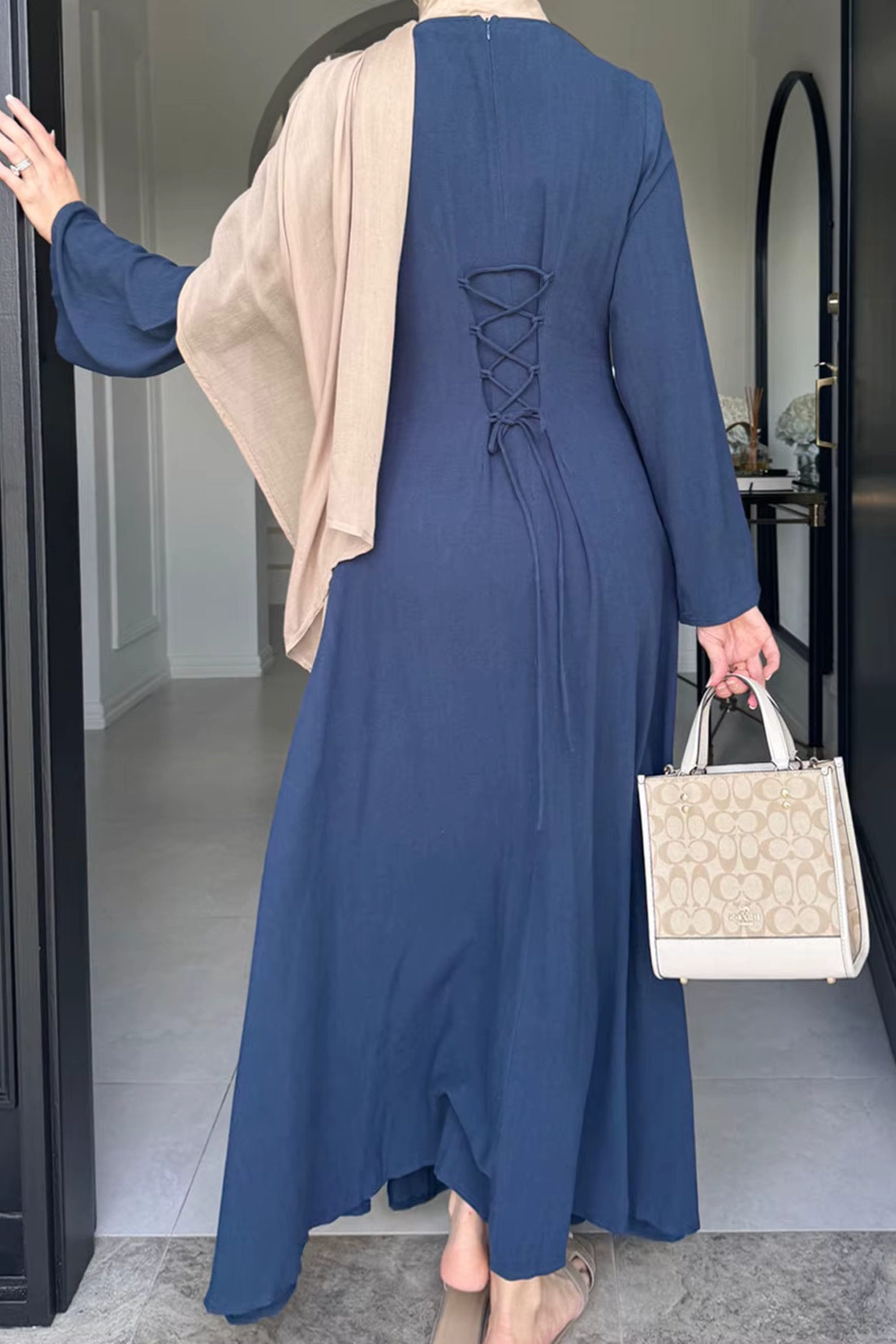Eliana Linen Maxi Dress - Navy - Modern Abayati